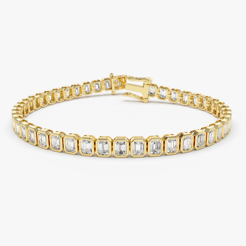 OBFJ0347 - 5.75 ctw 14k Lab Grown Emerald Cut Diamond Tennis Bracelet - Jenna 1