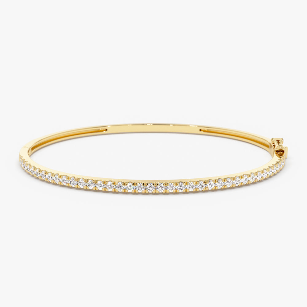 OBFJ1516 - 14k Stacking Micro Pave Diamond Bangle 0.90 ctw 1