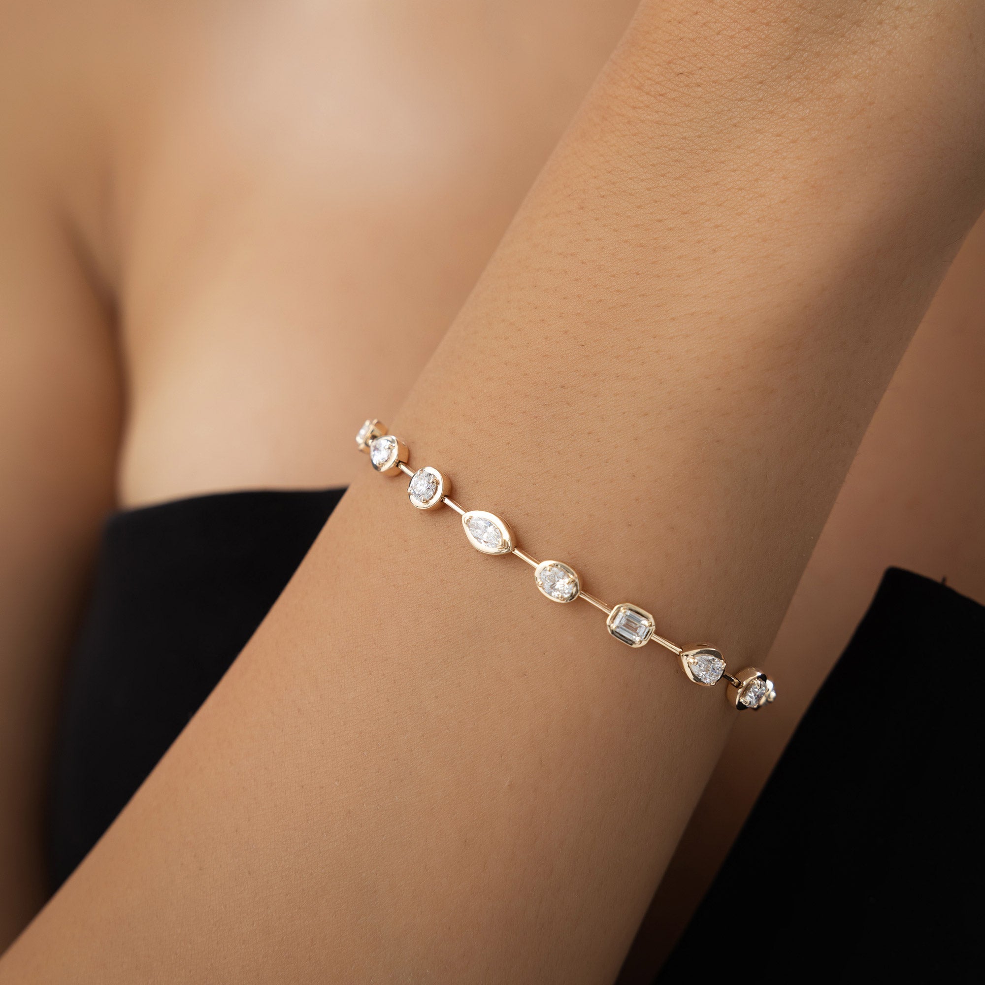 OBFJ1039 - 3.25 ctw 14k Mixed Cut Lab Grown Diamond Bar Bracelet - Kimberly 2