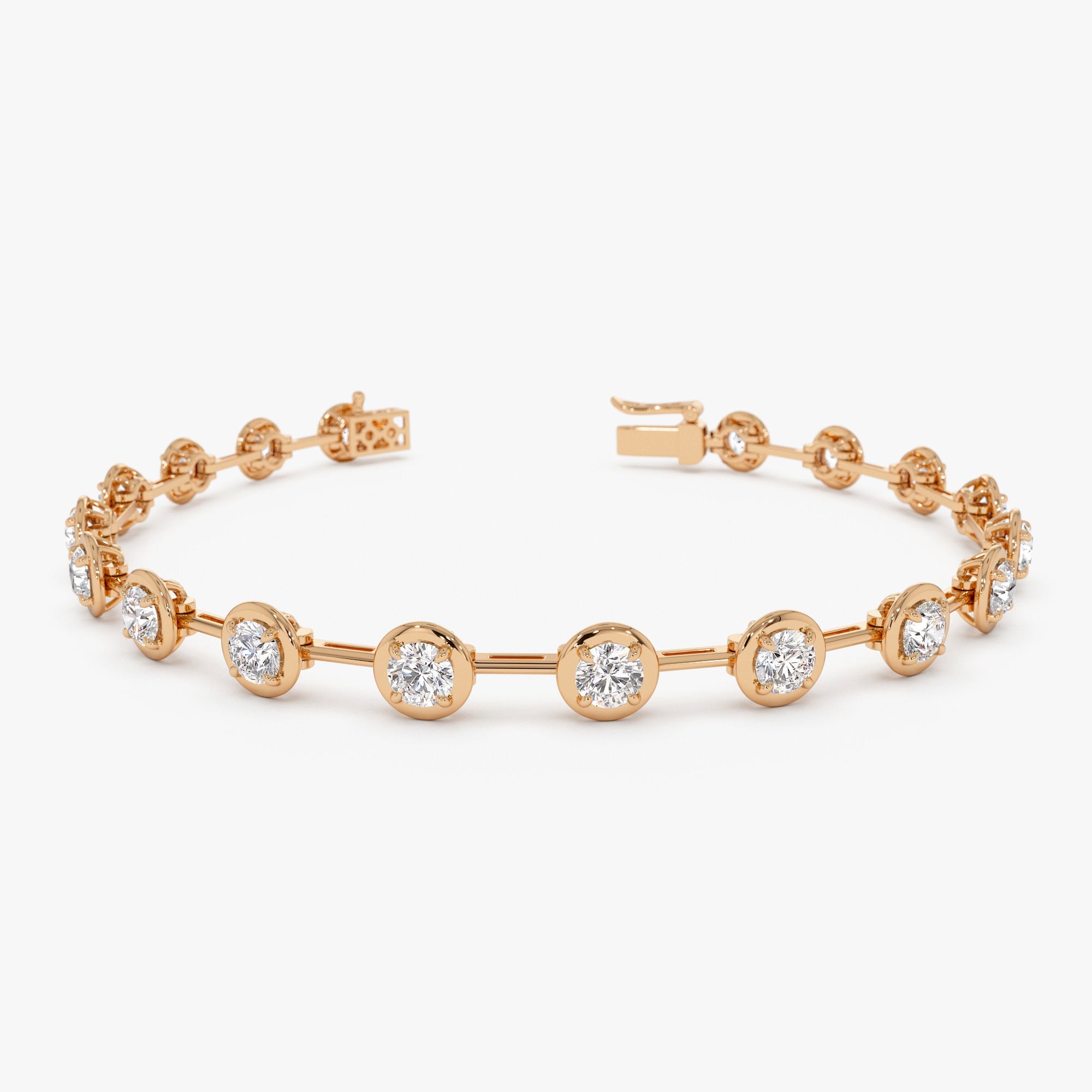 OBFJ1040 - 3.60 ctw 14k Round Lab Grown Diamond Bar Bracelet - Larissa 9