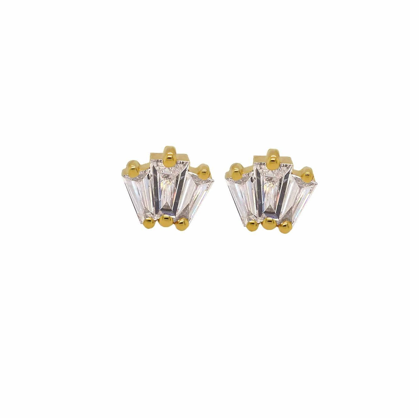 OBFJ0048 - 14K Gold Trio Baguette Earrings 1