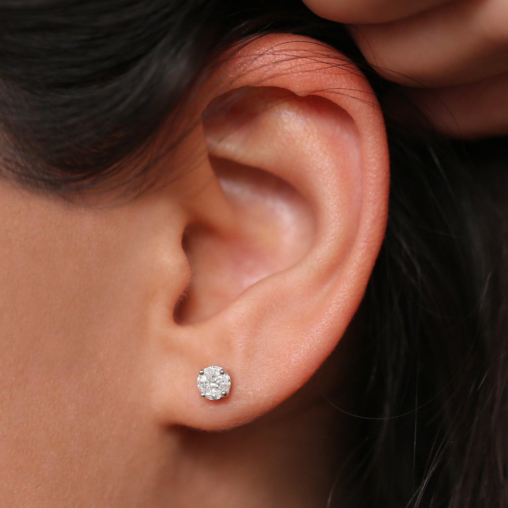 OBFJ0147 - 14k Rose 5MM Illusion Setting Diamond Studs 2