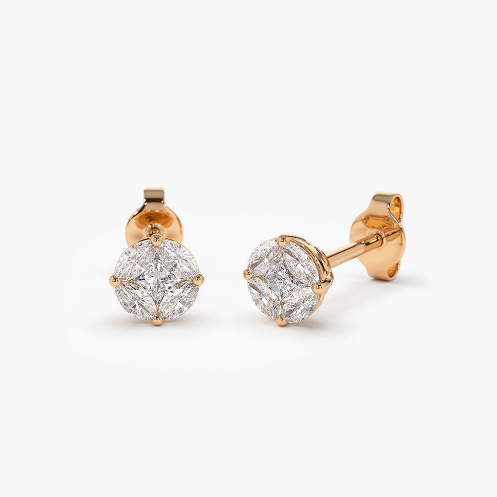 OBFJ1929 - 14k 5MM Illusion Setting Diamond Studs 5