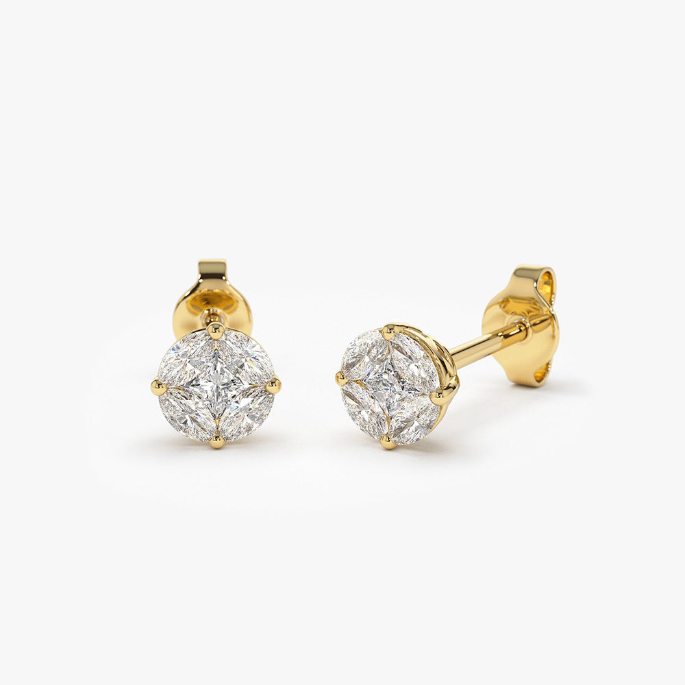 OBFJ1929 - 14k 5MM Illusion Setting Diamond Studs 1