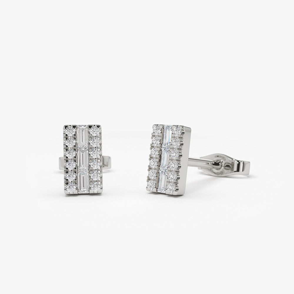 OBFJ2006 - 14K Baguette Diamond Bar Earrings 6