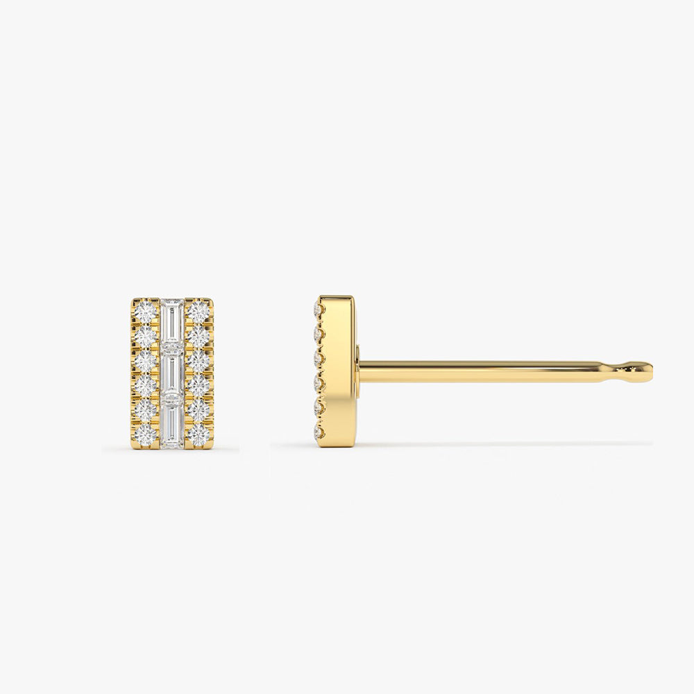 OBFJ2006 - 14K Baguette Diamond Bar Earrings 7
