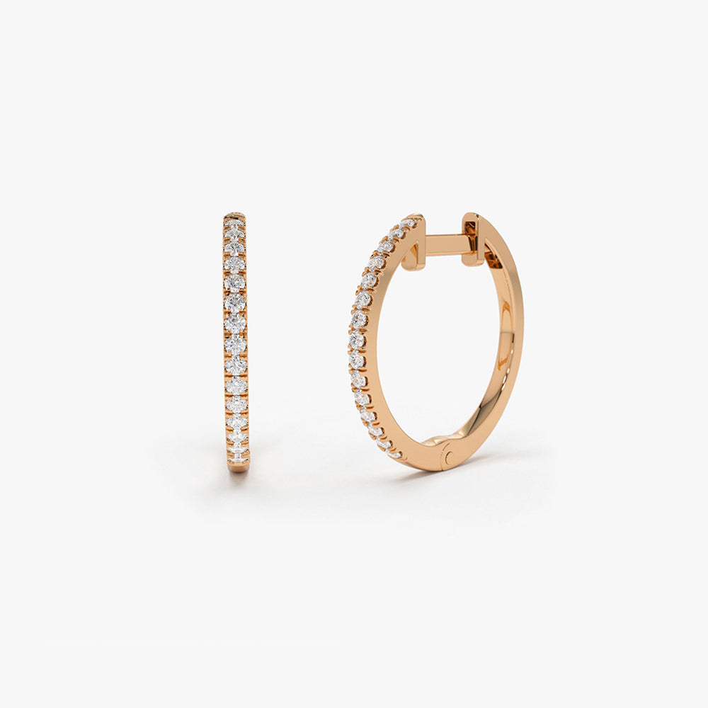 OBFJ1982 - 14k Medium Diamond Hoop Earrings 5