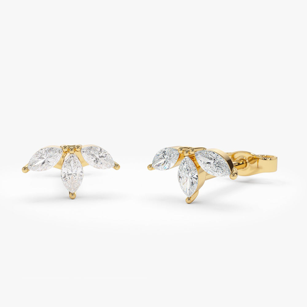 OBFJ2038 - 14k Marquise Crown Stud Earrings 1