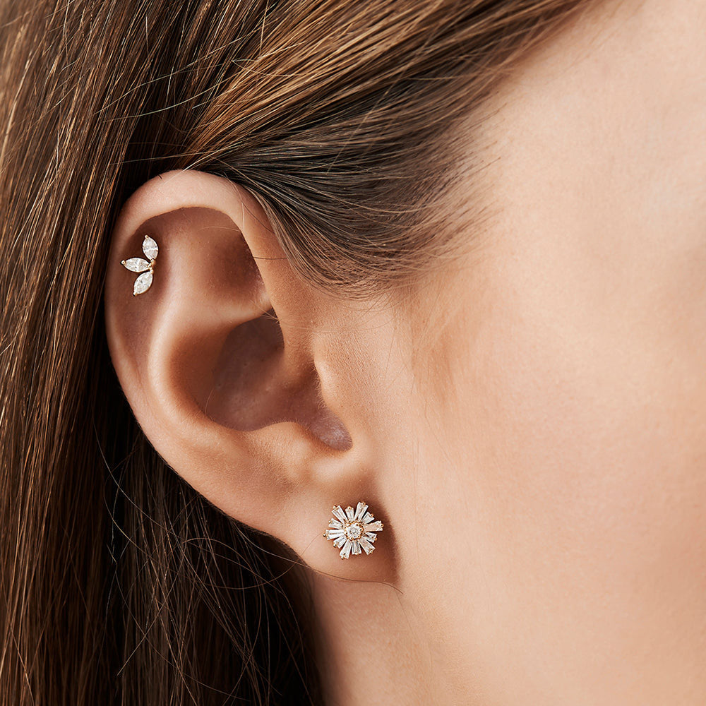 OBFJ2128 - 14k Tapered Baguette Unique Diamond Earrings 3