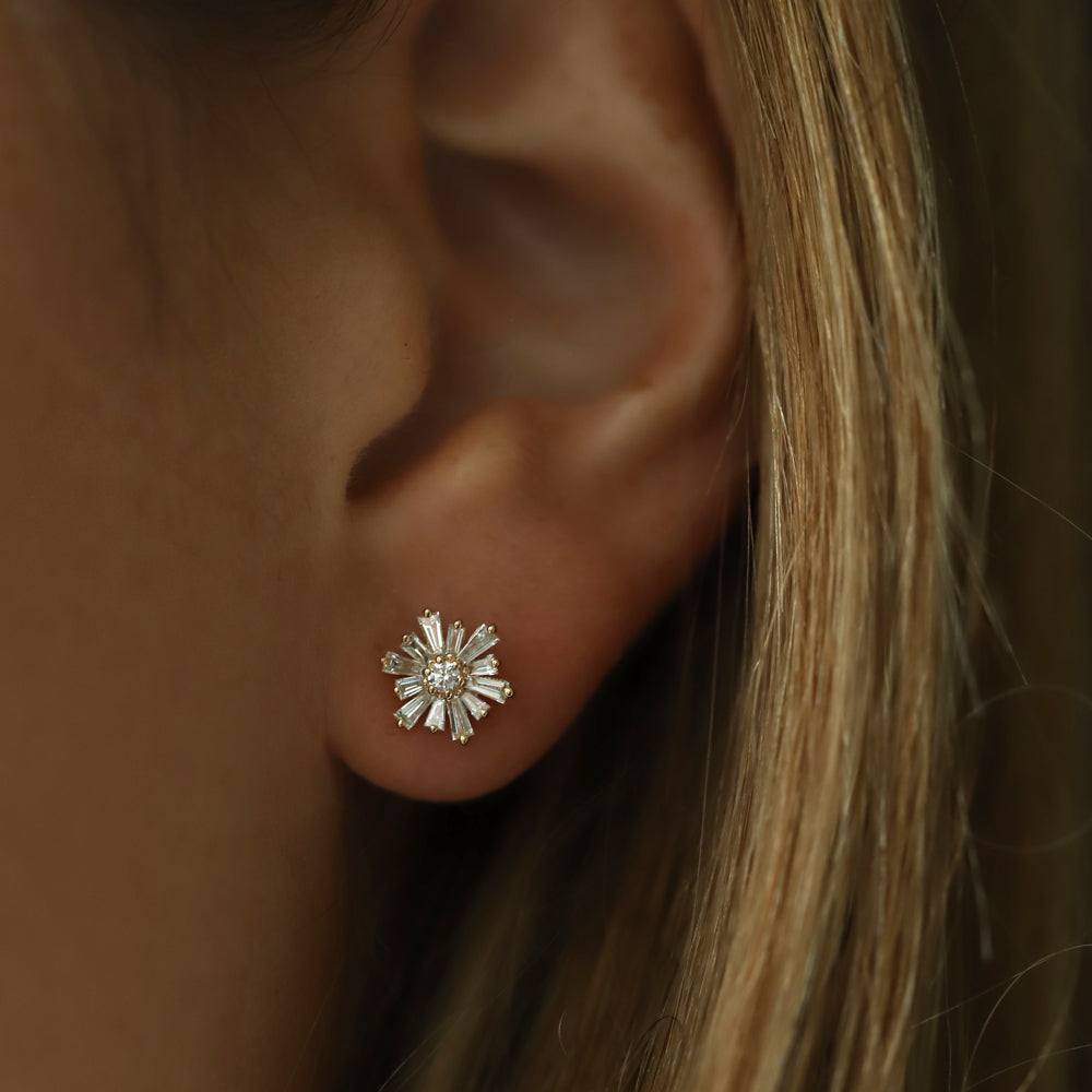 OBFJ2128 - 14k Tapered Baguette Unique Diamond Earrings 2
