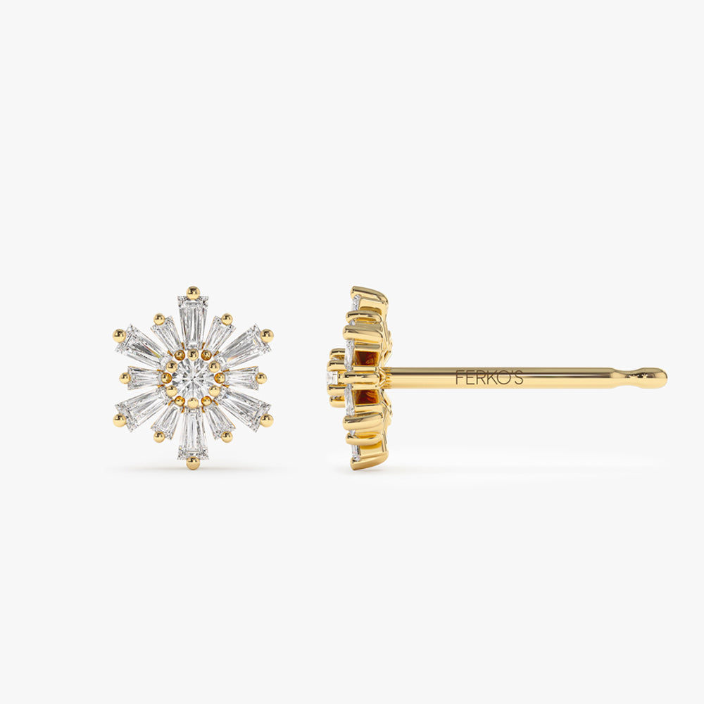 OBFJ2128 - 14k Tapered Baguette Unique Diamond Earrings 8