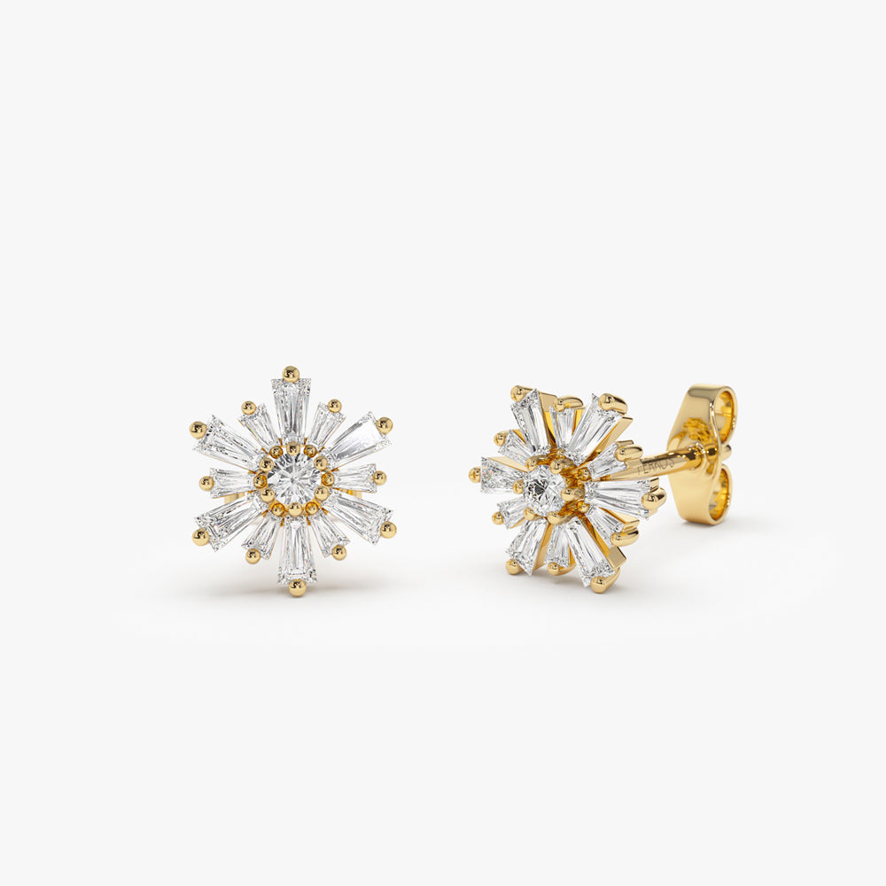 OBFJ2128 - 14k Tapered Baguette Unique Diamond Earrings 1