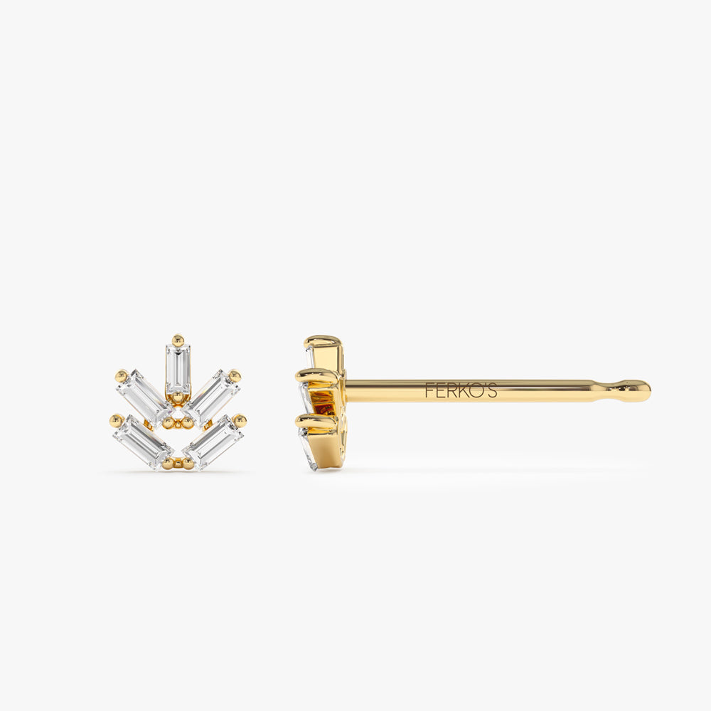 OBFJ2142 - 14k  Dainty Minimal Baguette Diamond Studs 7