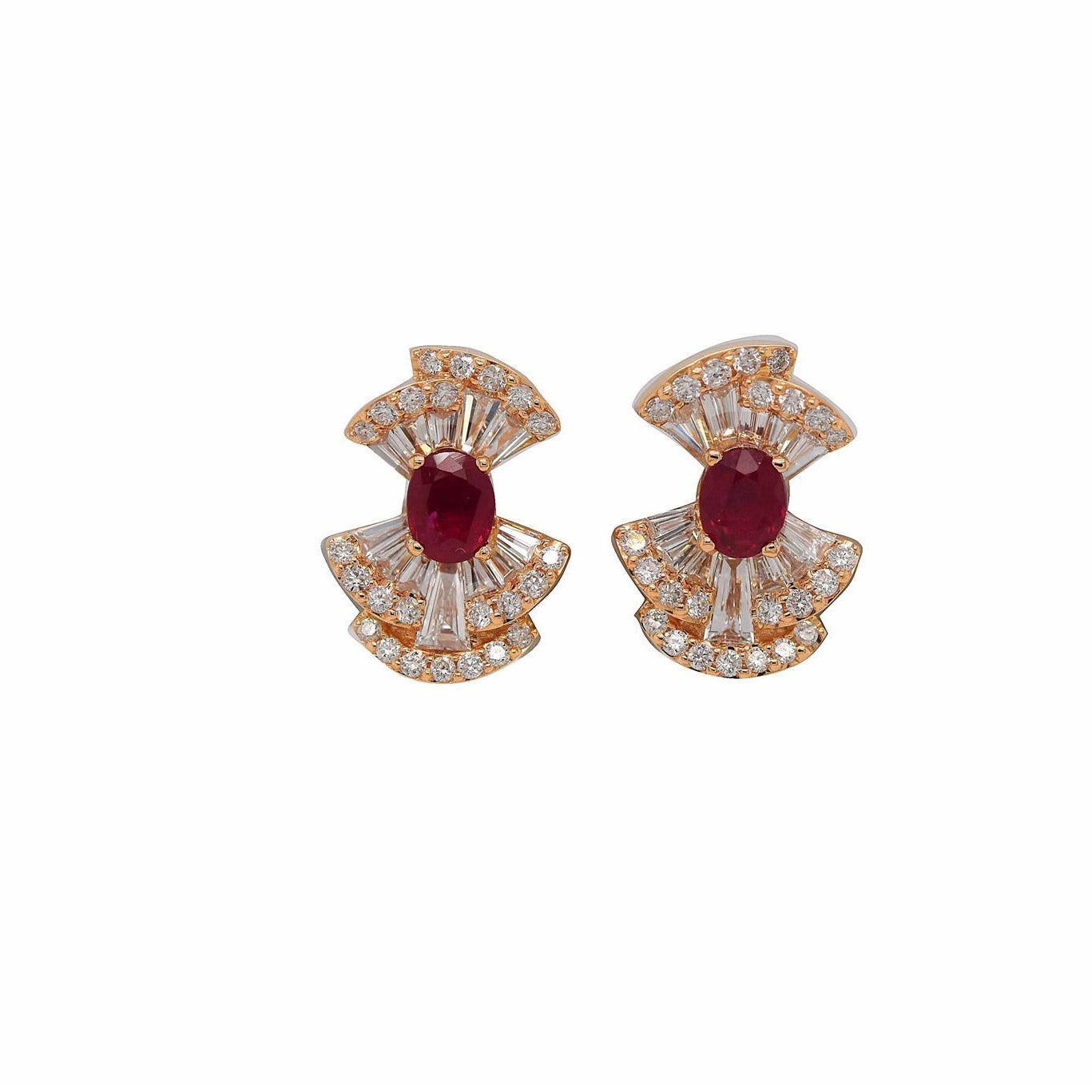 OBFJ0087 - 14K Gold Vintage Inspired Ruby Earrings 1