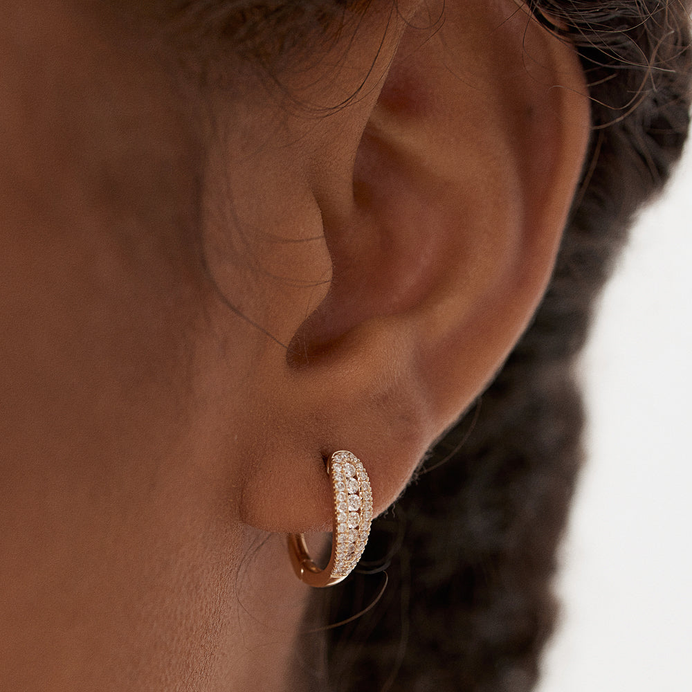 OBFJ1505 - 14k Cute Diamond Huggie Earrings 2