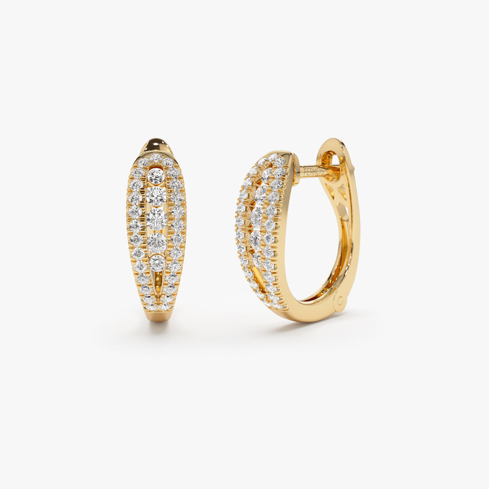 OBFJ1505 - 14k Cute Diamond Huggie Earrings 1