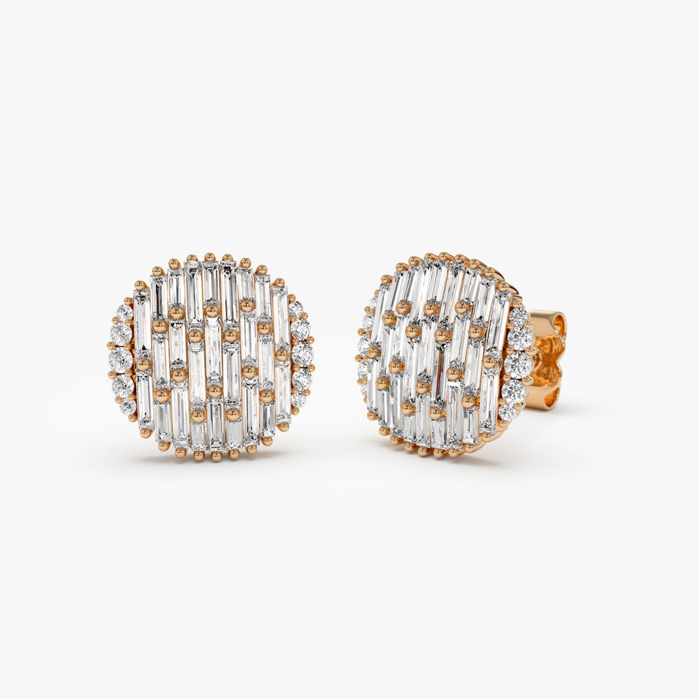 OBFJ1476 - 14kBaguette Diamond Needle Cut Statement Earrings 4