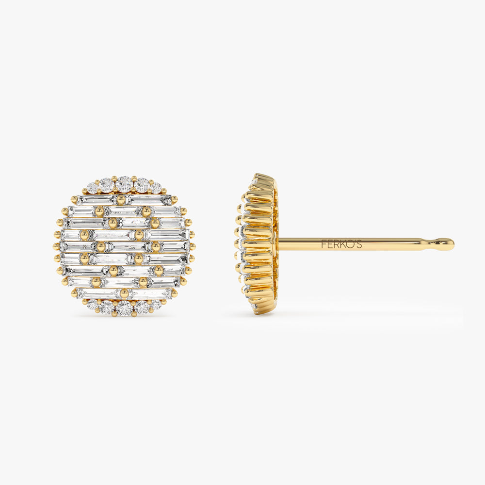 OBFJ1476 - 14kBaguette Diamond Needle Cut Statement Earrings 6