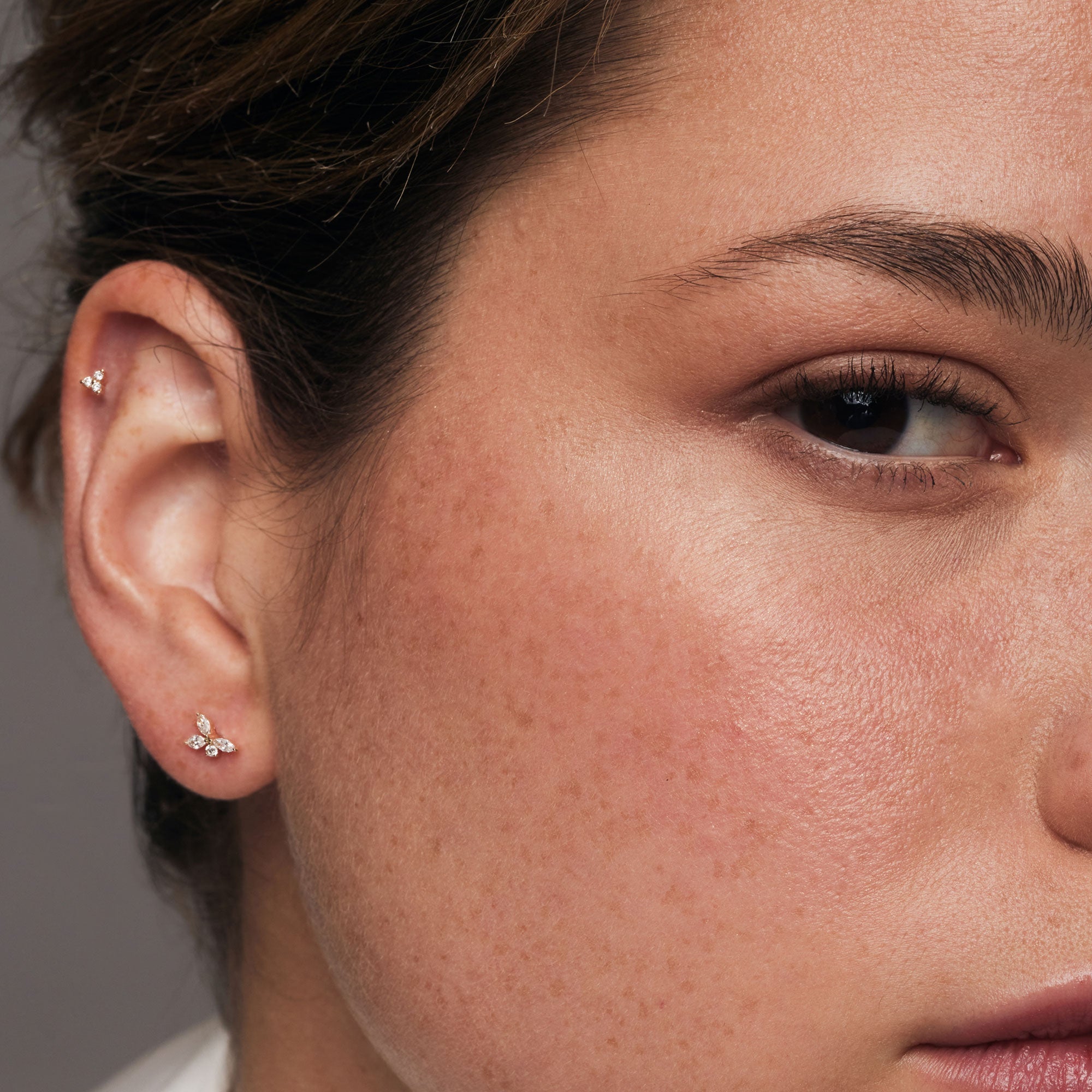 OBFJ1215 - 14K Marquise Diamond Cluster Studs 2