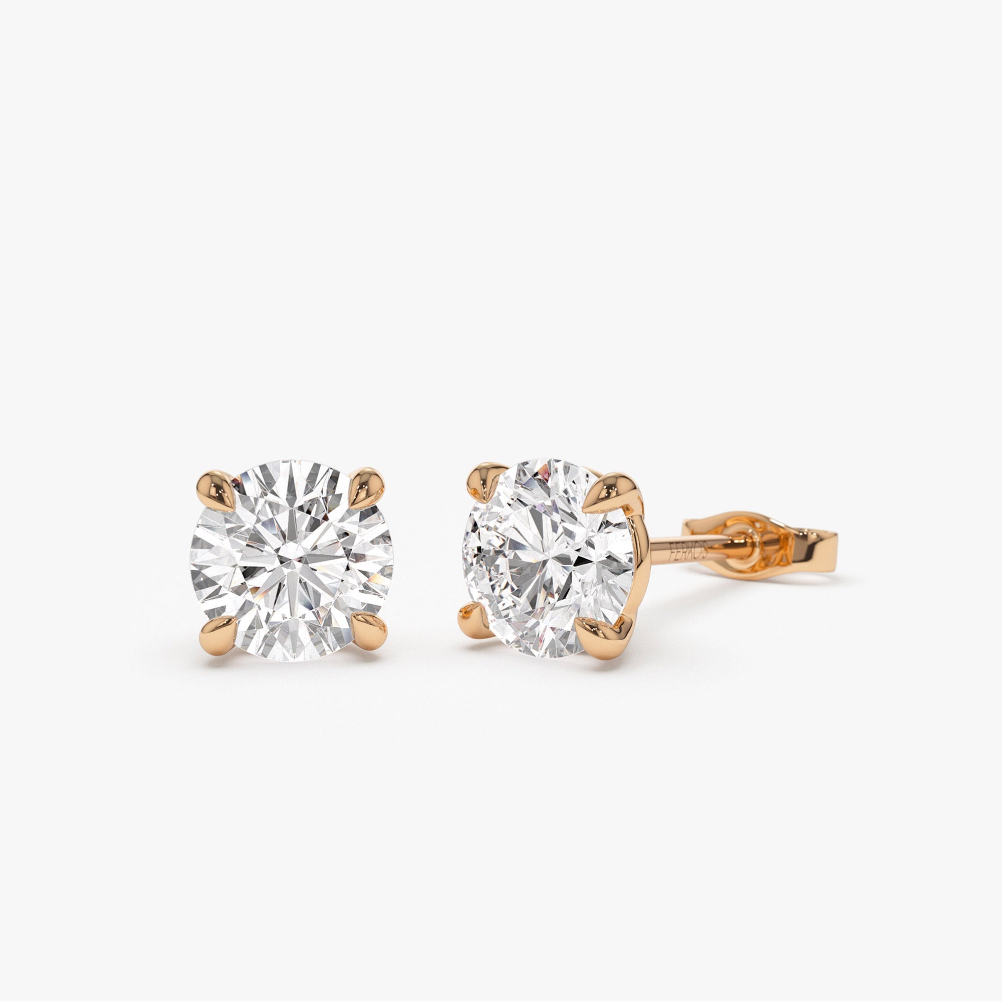 OBFJ1406 - 1.50 ctw 14k Classic Four Prong Round Lab Grown Diamond Studs - Riley 5