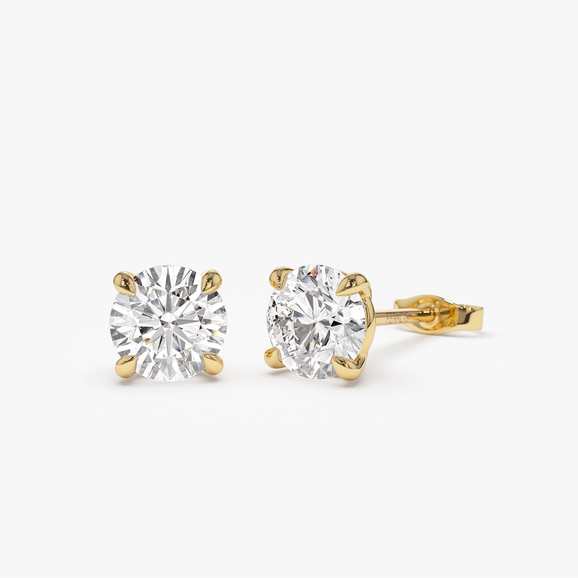 OBFJ1406 - 1.50 ctw 14k Classic Four Prong Round Lab Grown Diamond Studs - Riley 1