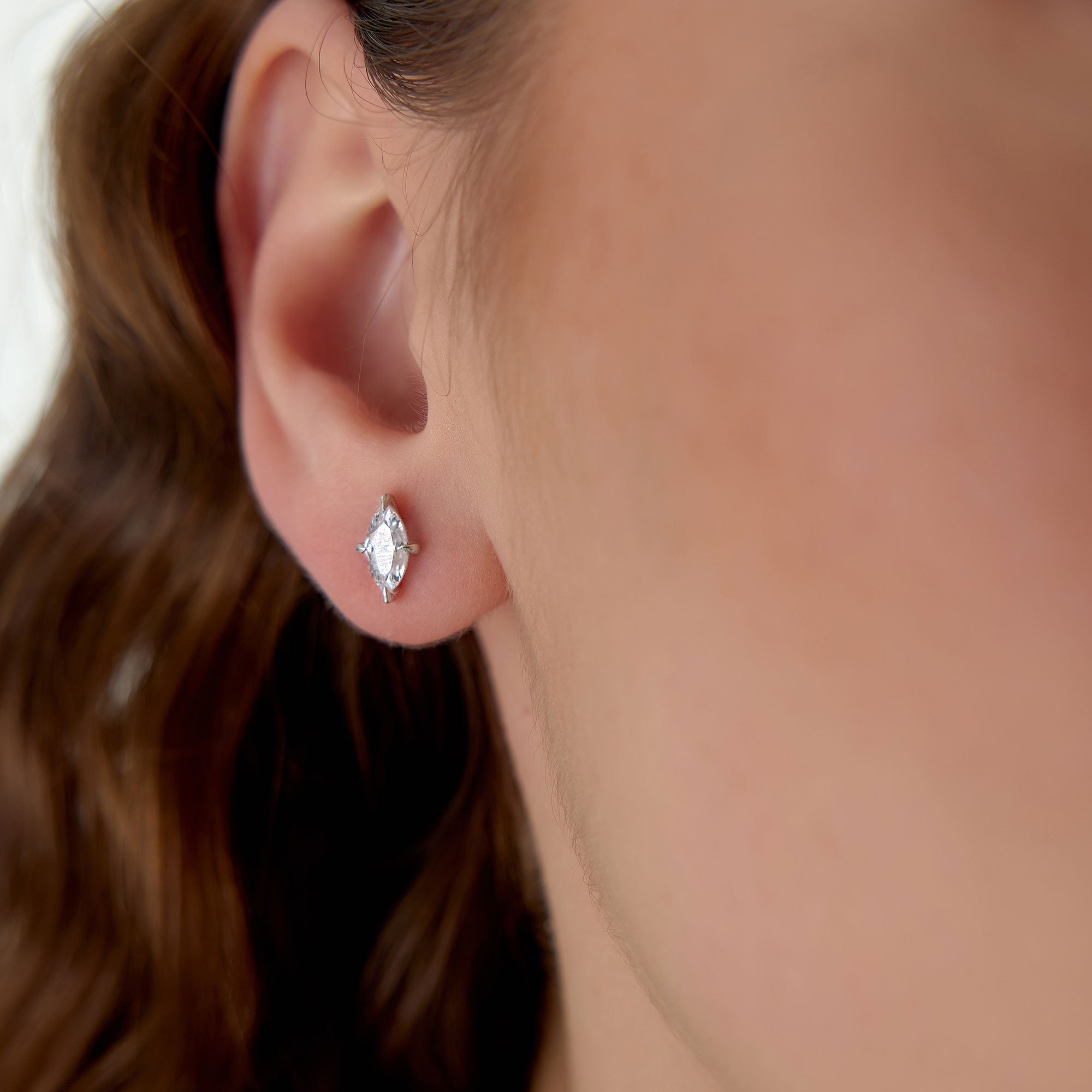 OBFJ1416 - 1.00 ctw 14k Classic Four Prong Marquise Shape Lab Grown Diamond Studs - Leah 2
