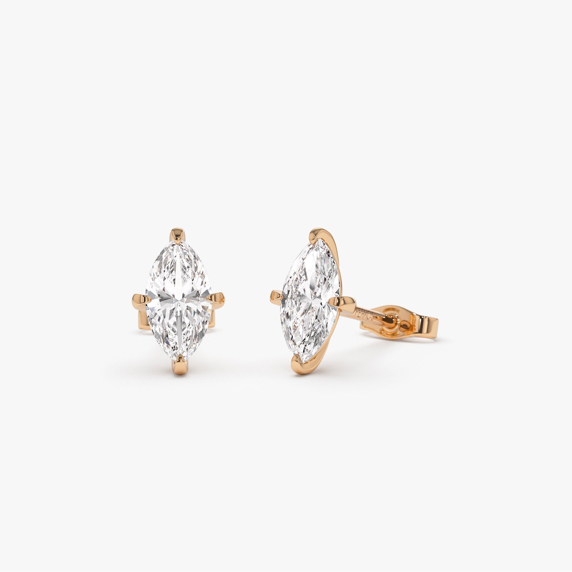 OBFJ1416 - 1.00 ctw 14k Classic Four Prong Marquise Shape Lab Grown Diamond Studs - Leah 5