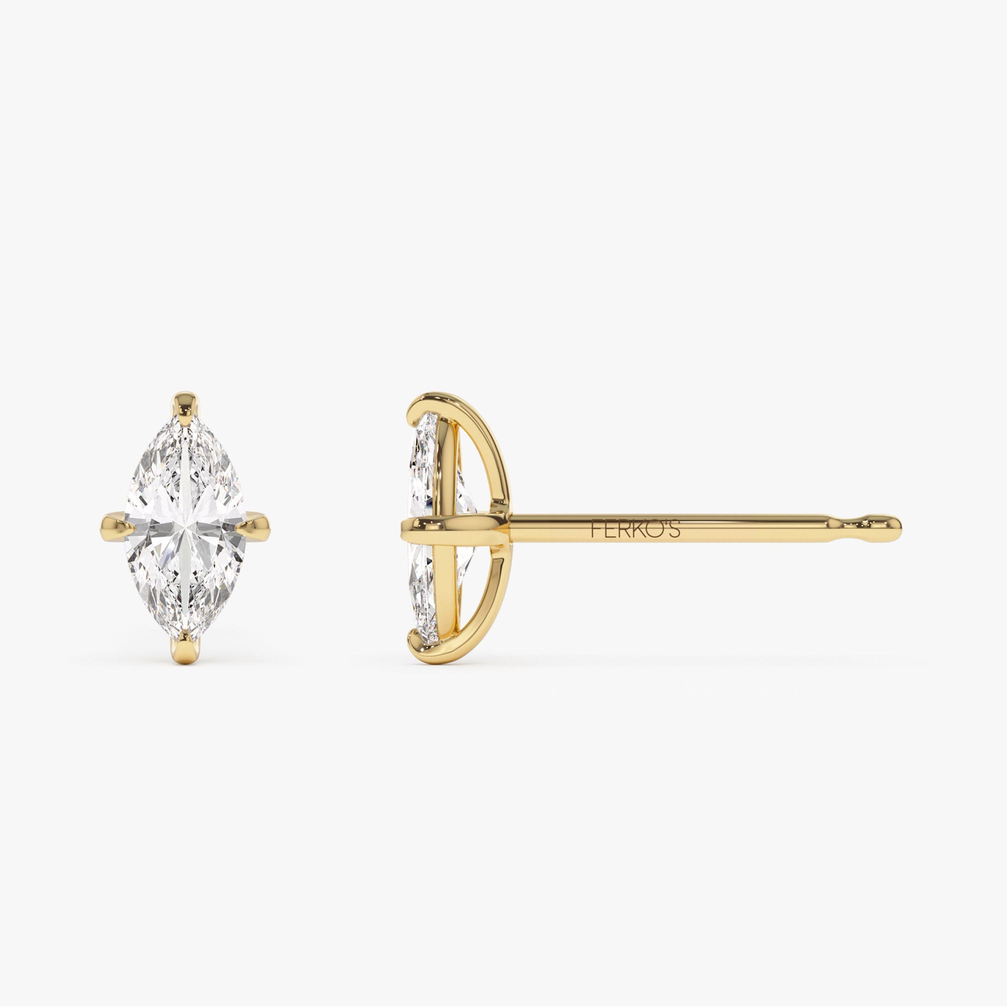 OBFJ1416 - 1.00 ctw 14k Classic Four Prong Marquise Shape Lab Grown Diamond Studs - Leah 6