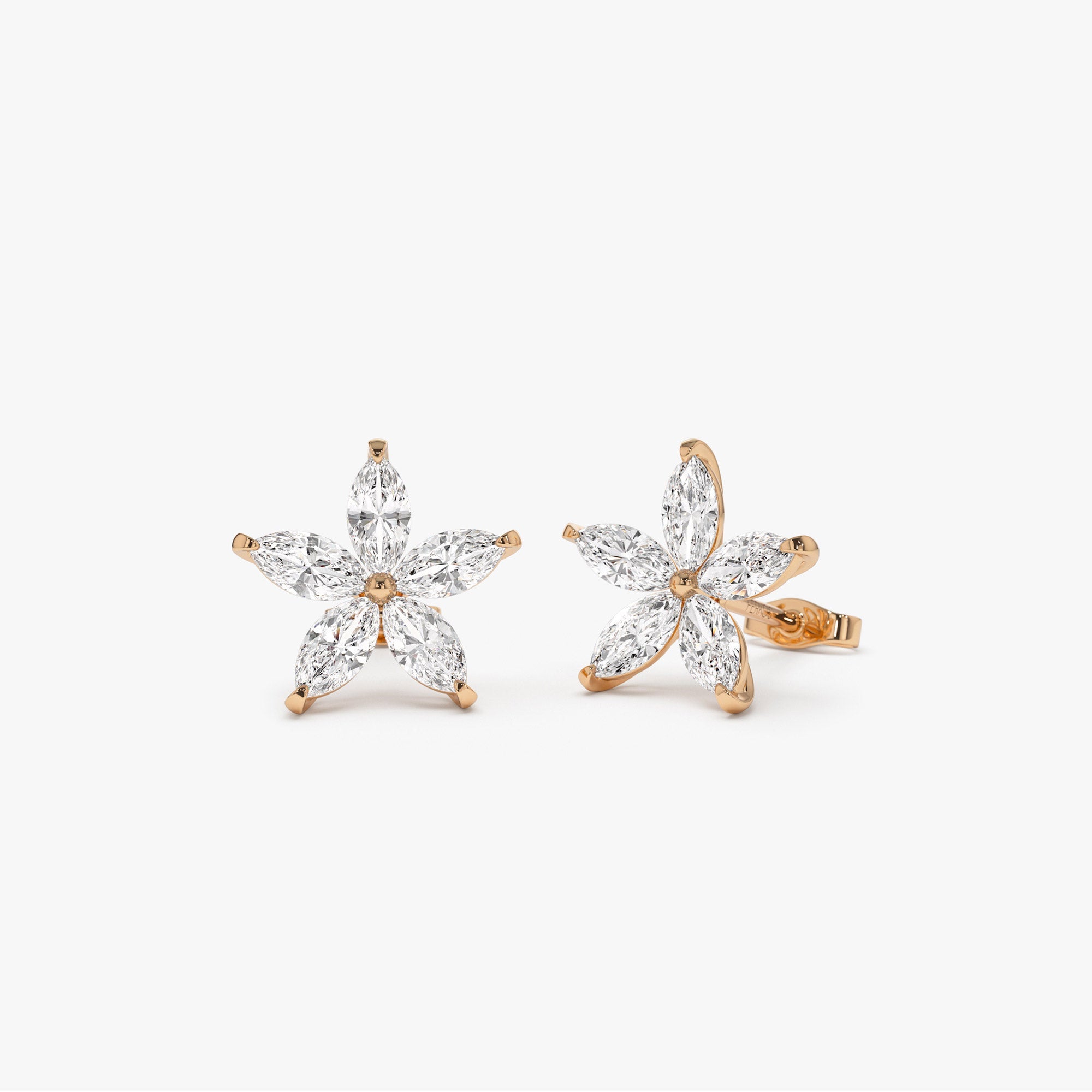 OBFJ1407 - 1.45 ctw 14k Marquise Shaped Lab Grown Diamond Floral Studs - Maya 5
