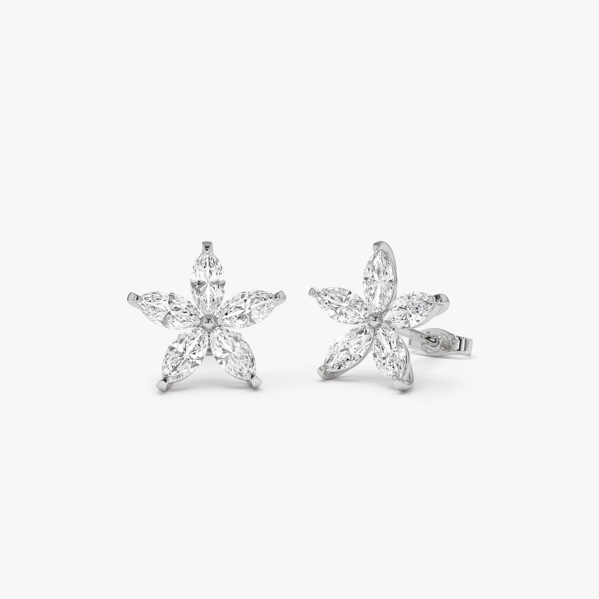OBFJ1407 - 1.45 ctw 14k Marquise Shaped Lab Grown Diamond Floral Studs - Maya 4