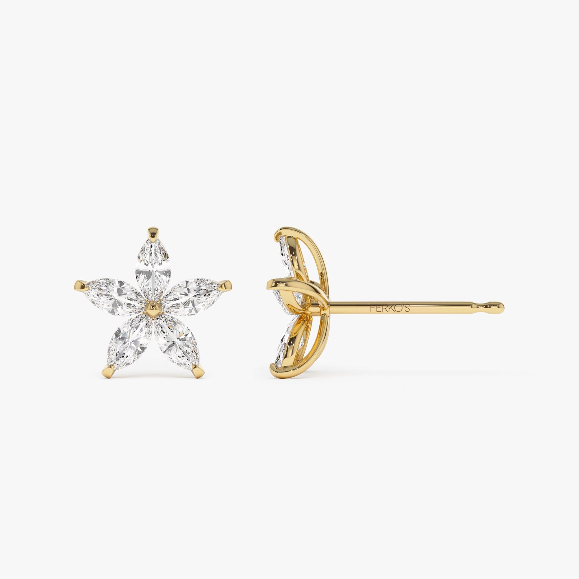 OBFJ1407 - 1.45 ctw 14k Marquise Shaped Lab Grown Diamond Floral Studs - Maya 6