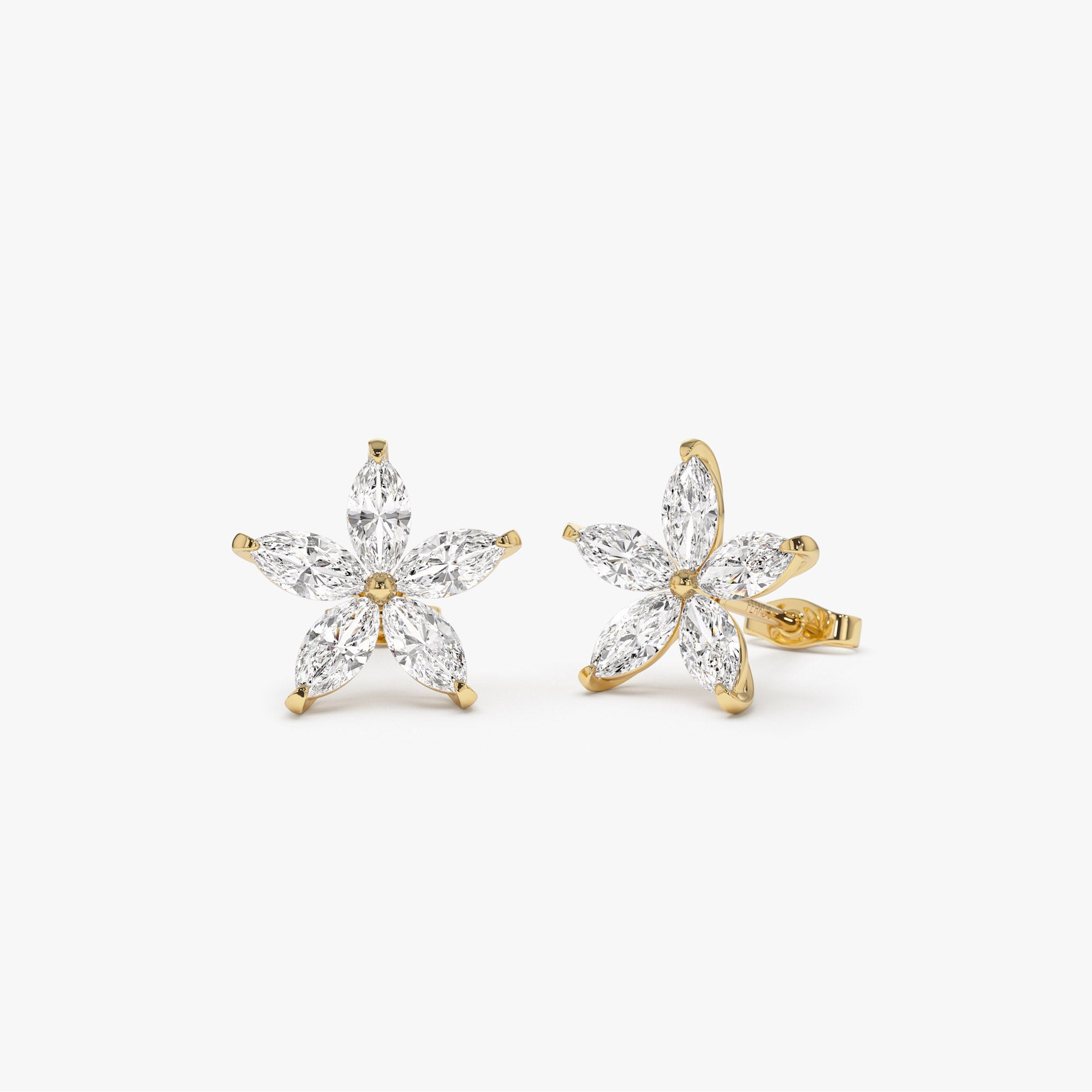 OBFJ1407 - 1.45 ctw 14k Marquise Shaped Lab Grown Diamond Floral Studs - Maya 1