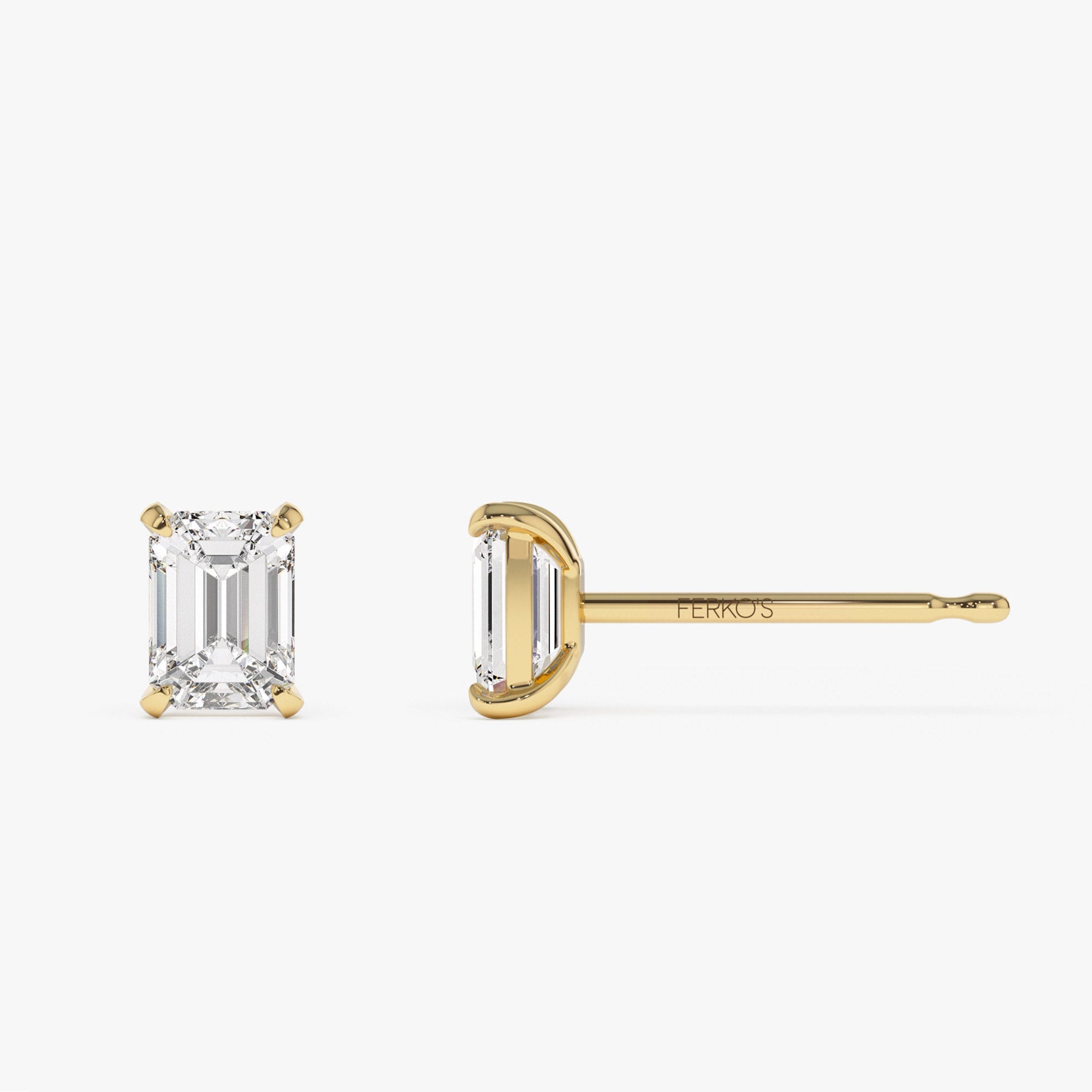 OBFJ1415 - 1.50 ctw 14k Prong Setting Emerald Cut Lab Grown Diamond Studs - Claire 4