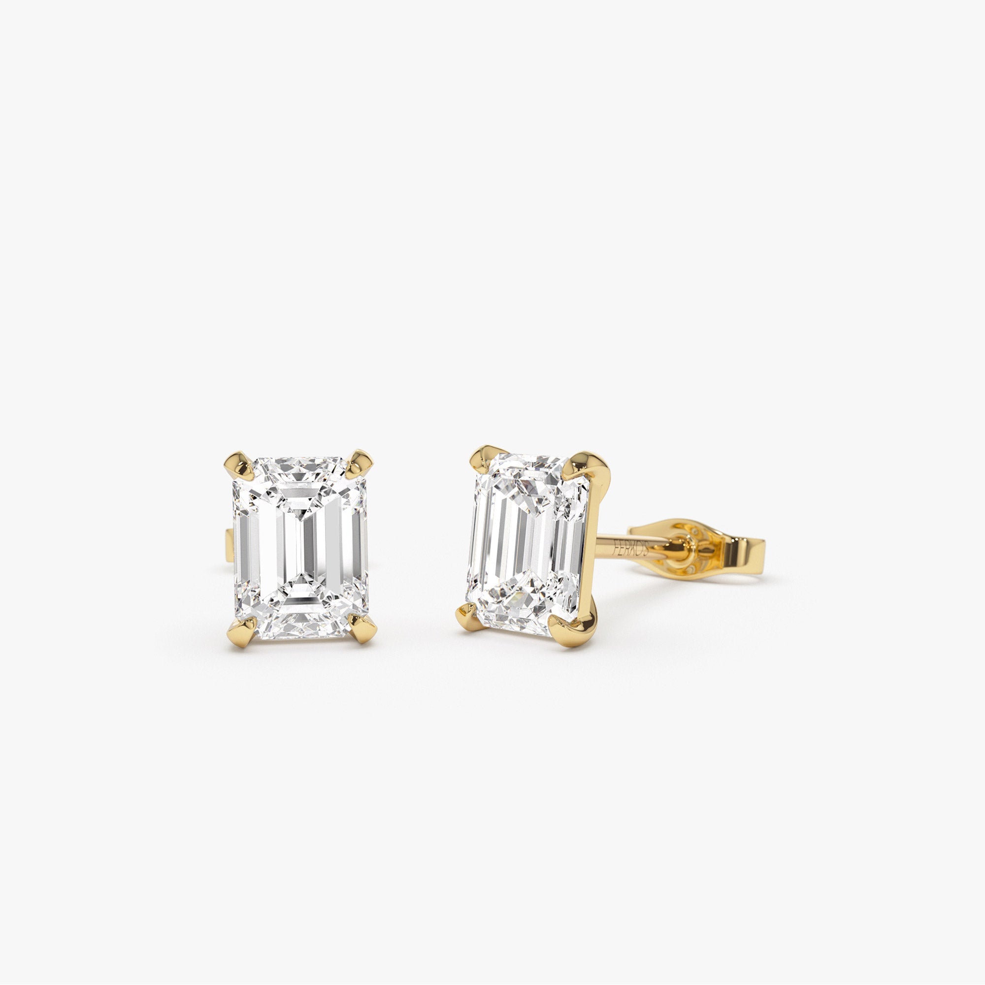 OBFJ1415 - 1.50 ctw 14k Prong Setting Emerald Cut Lab Grown Diamond Studs - Claire 1
