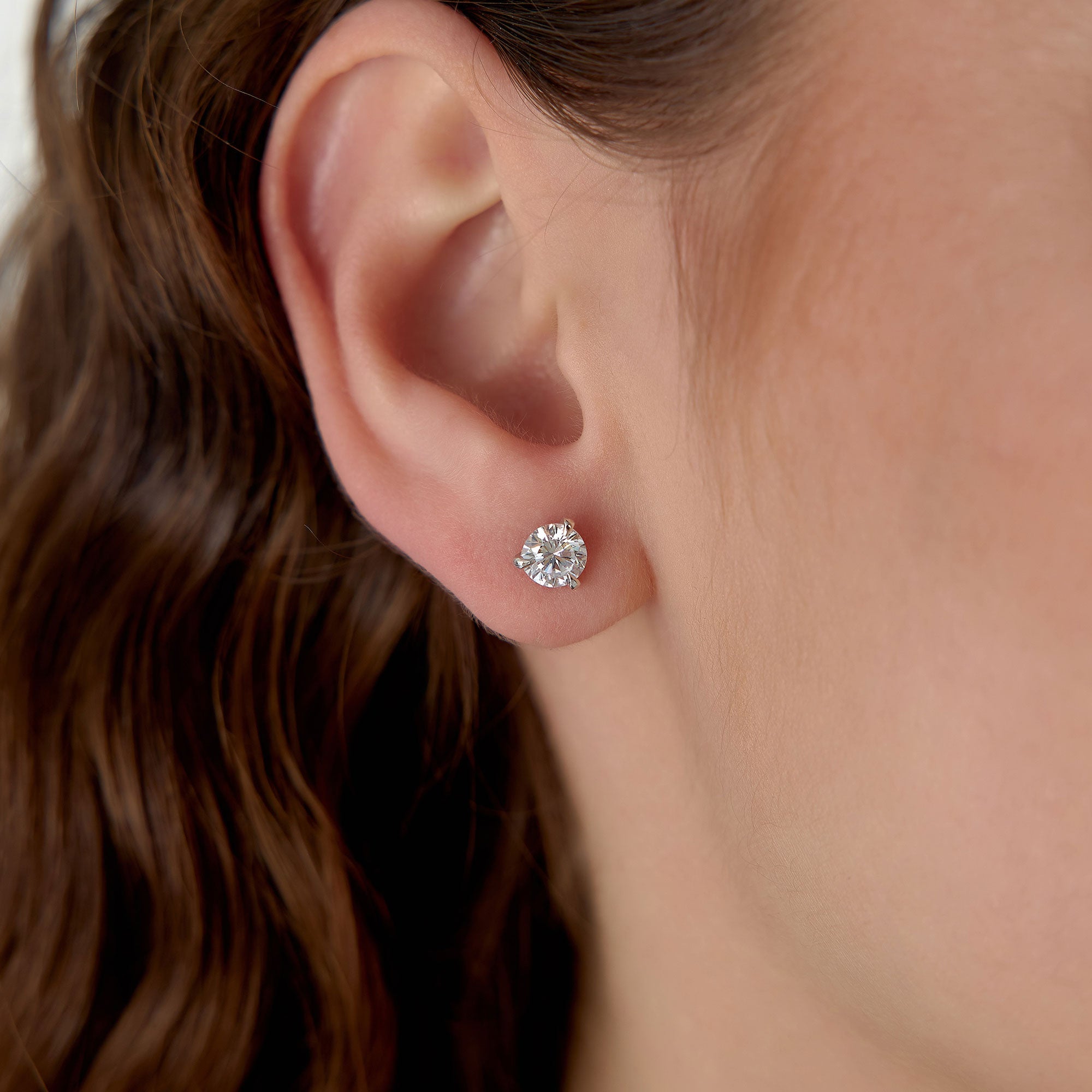 OBFJ1404 - 1.50 ctw 14k Martini Setting Round Lab Grown Diamond Studs - Alice 2