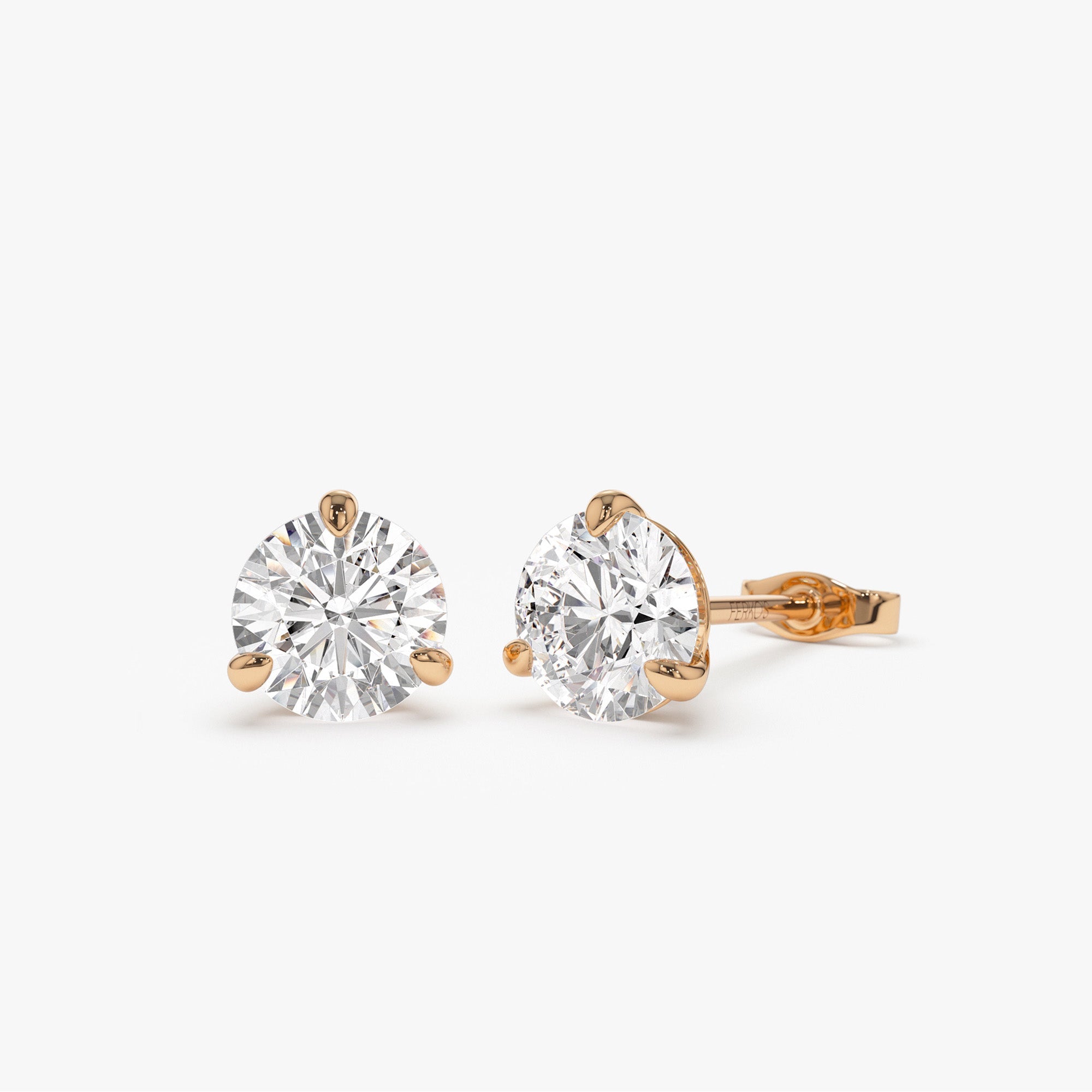 OBFJ1404 - 1.50 ctw 14k Martini Setting Round Lab Grown Diamond Studs - Alice 5