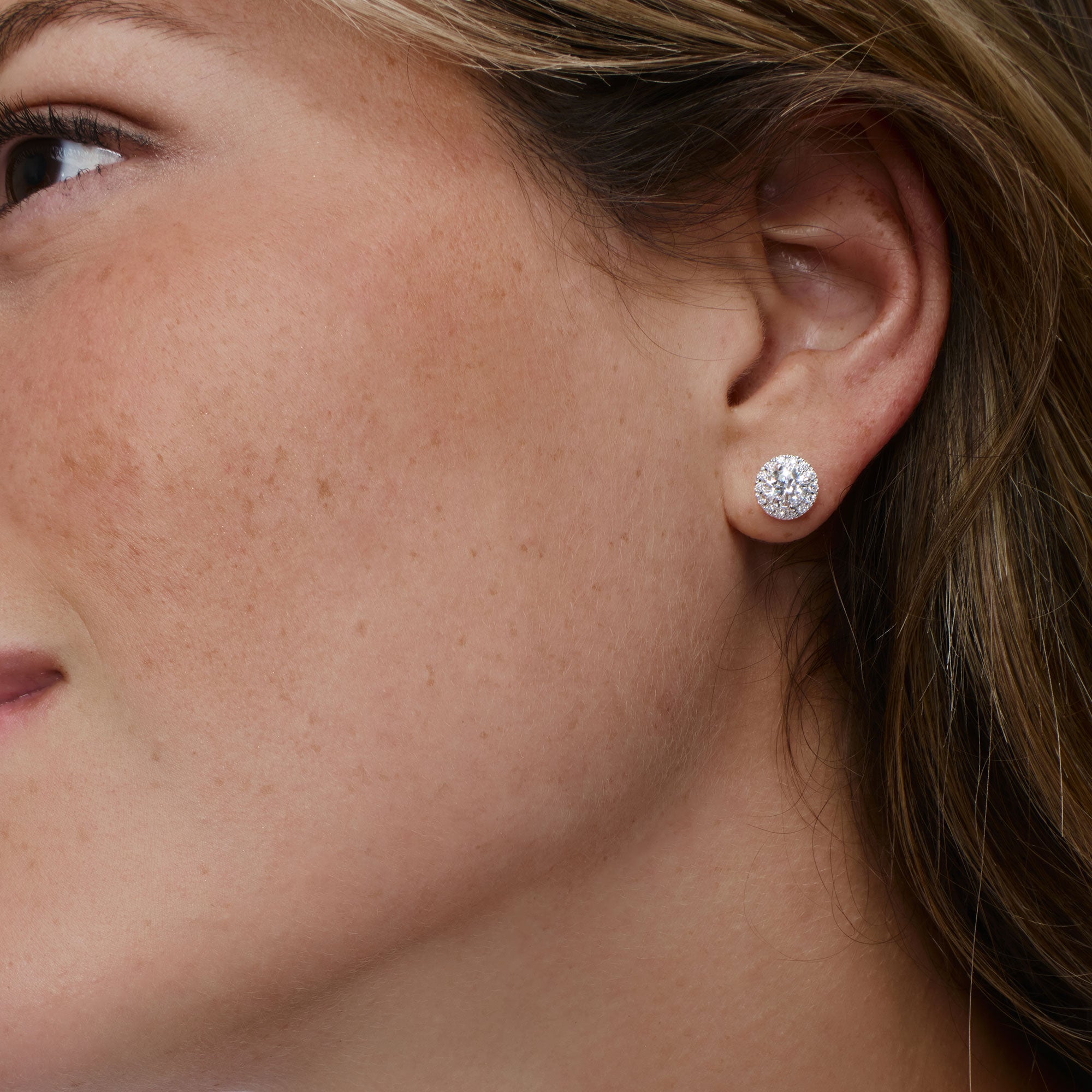 OBFJ1410 - 1.30 ctw 14k Round Lab Grown Diamond Halo Stud Earrings - Josephine 2