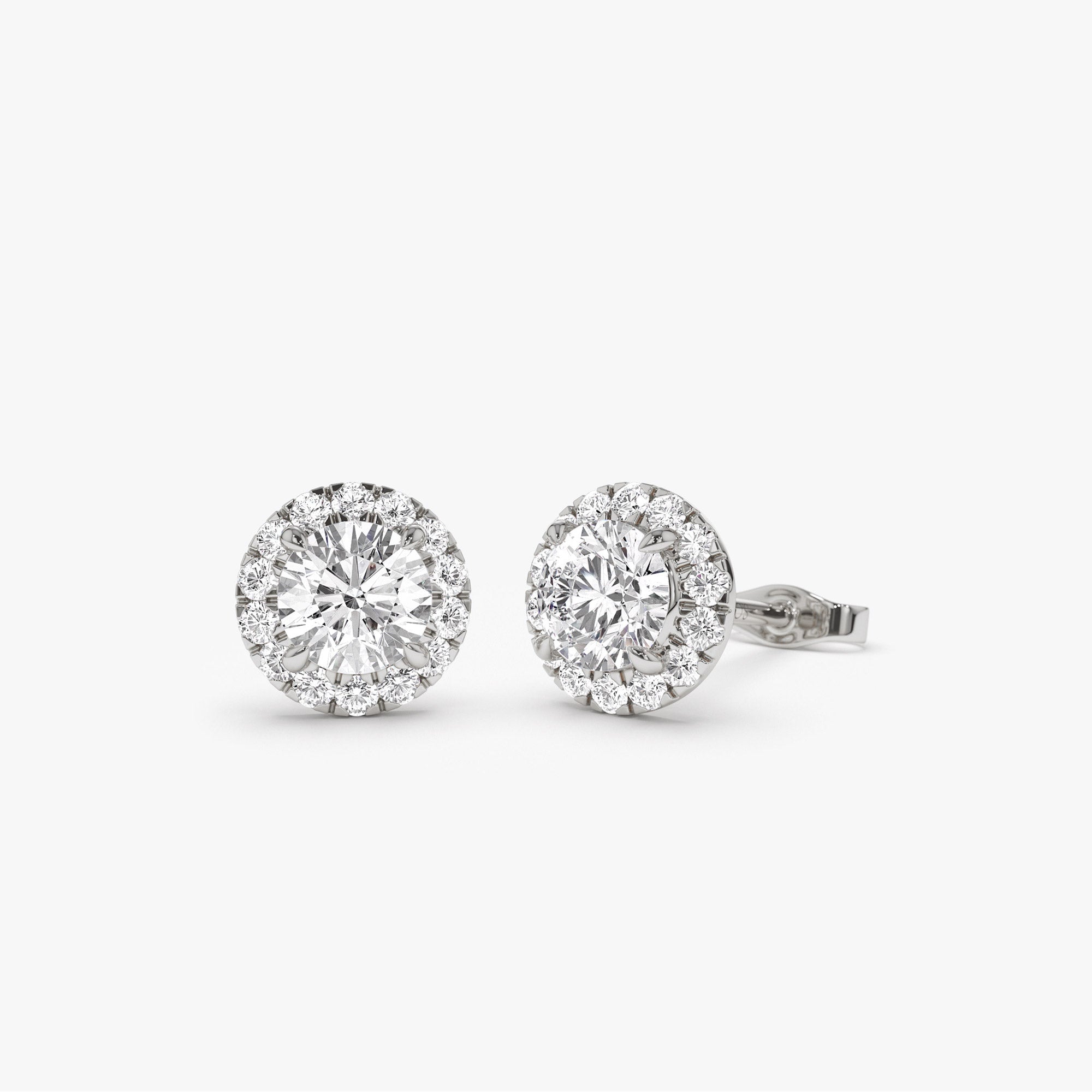 OBFJ1410 - 1.30 ctw 14k Round Lab Grown Diamond Halo Stud Earrings - Josephine 4