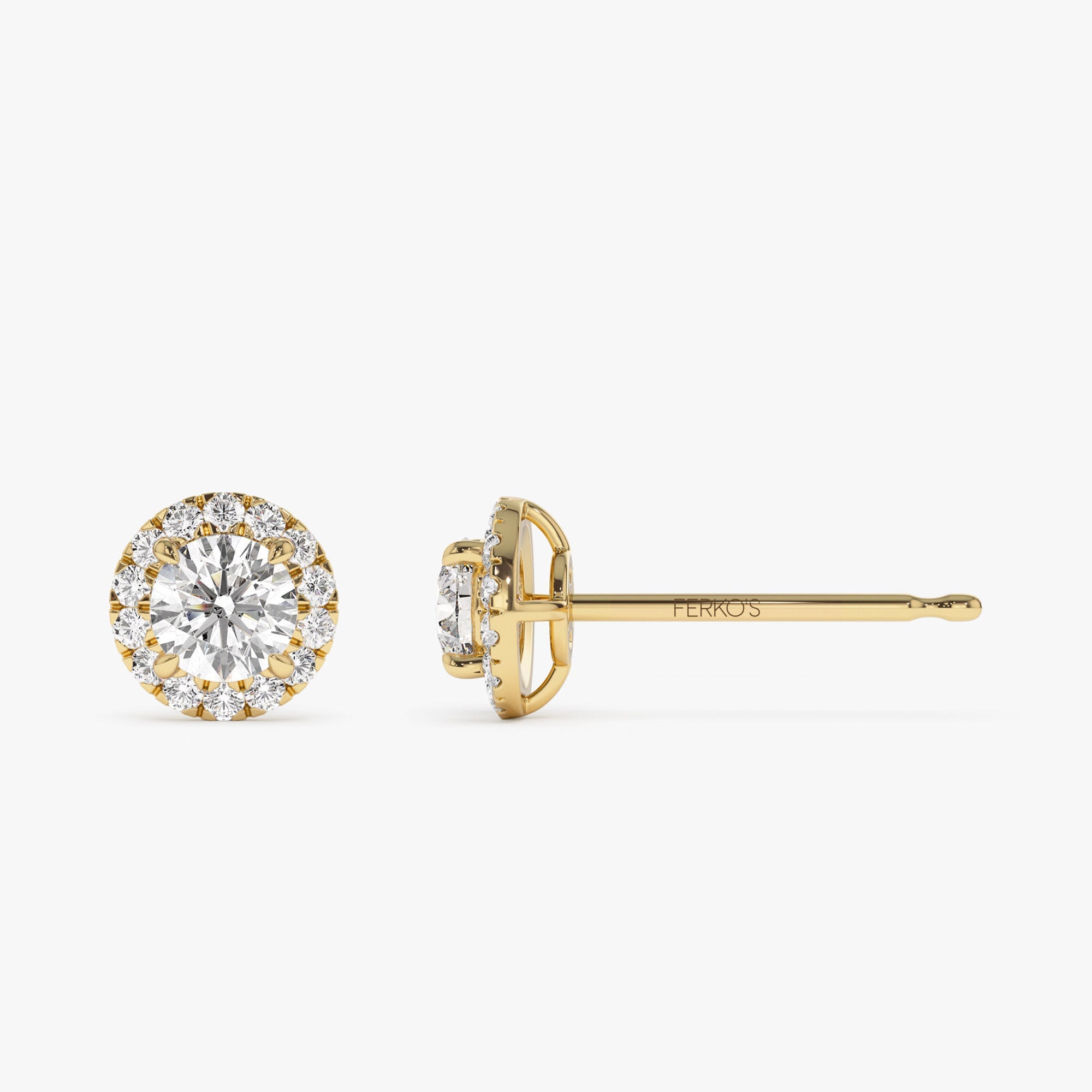 OBFJ1410 - 1.30 ctw 14k Round Lab Grown Diamond Halo Stud Earrings - Josephine 6