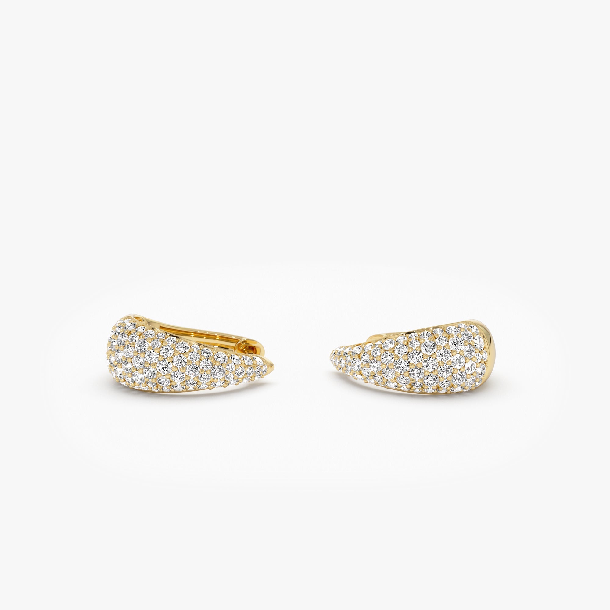OBFJ1038 - 14K Gold Teardrop Diamond Hoop Earrings 8