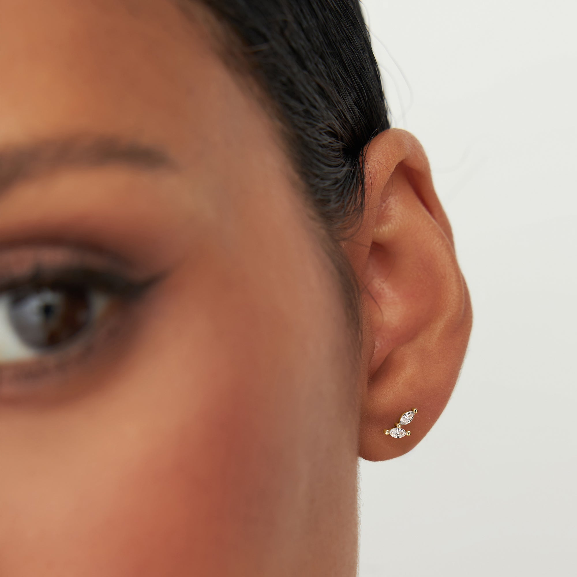 OBFJ0754 - 14k Unique Double Marquise Diamond Studs 2