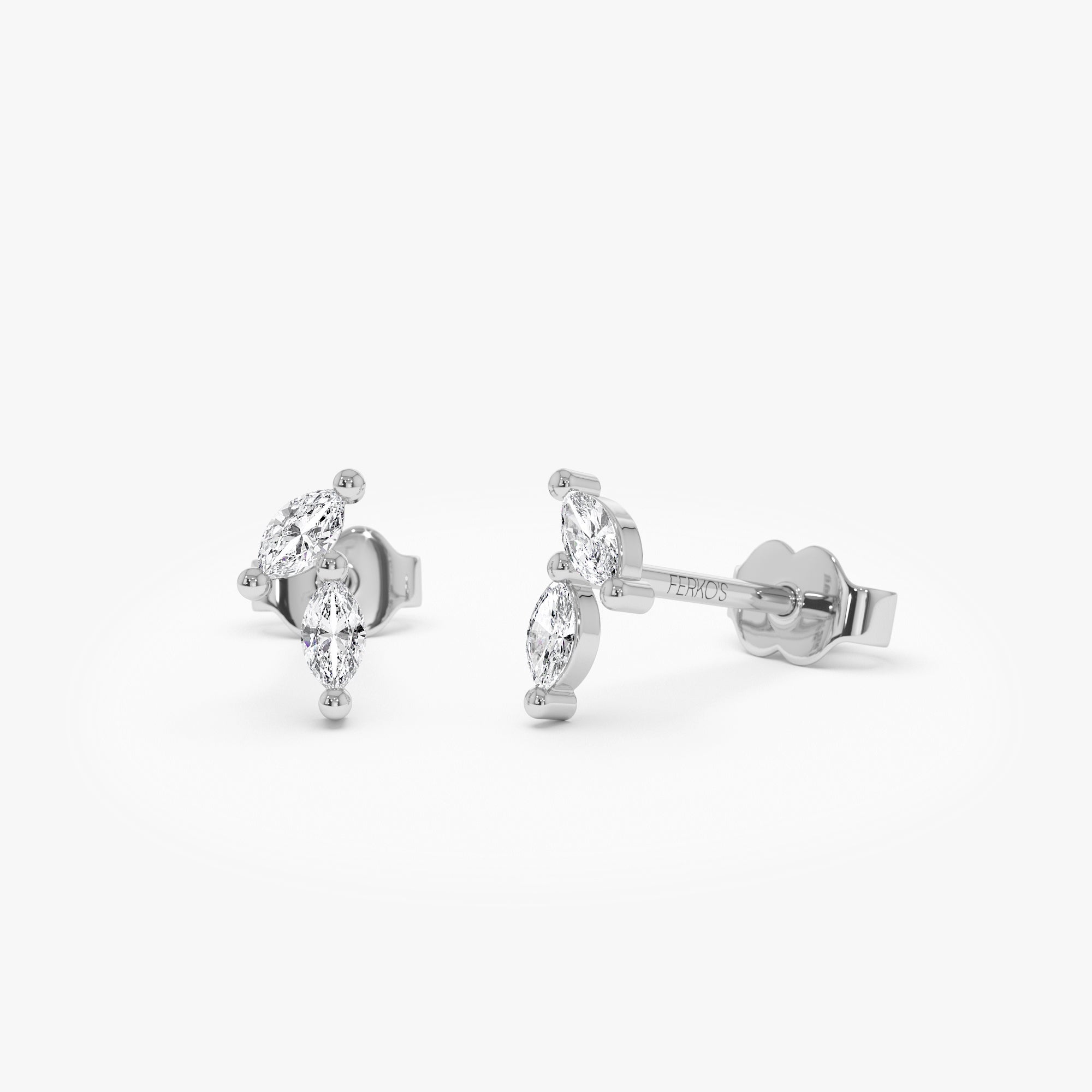 OBFJ0754 - 14k Unique Double Marquise Diamond Studs 6