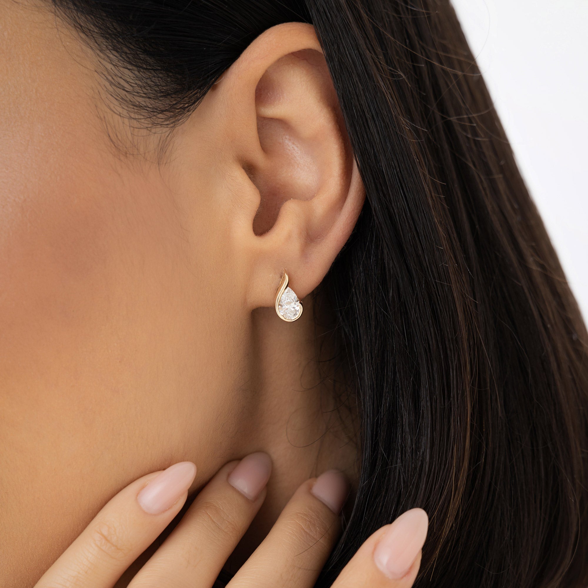 OBFJ0972 - 1.50 ctw 14k Pear Shaped Unique Lab Grown Diamond Studs - Eden 2
