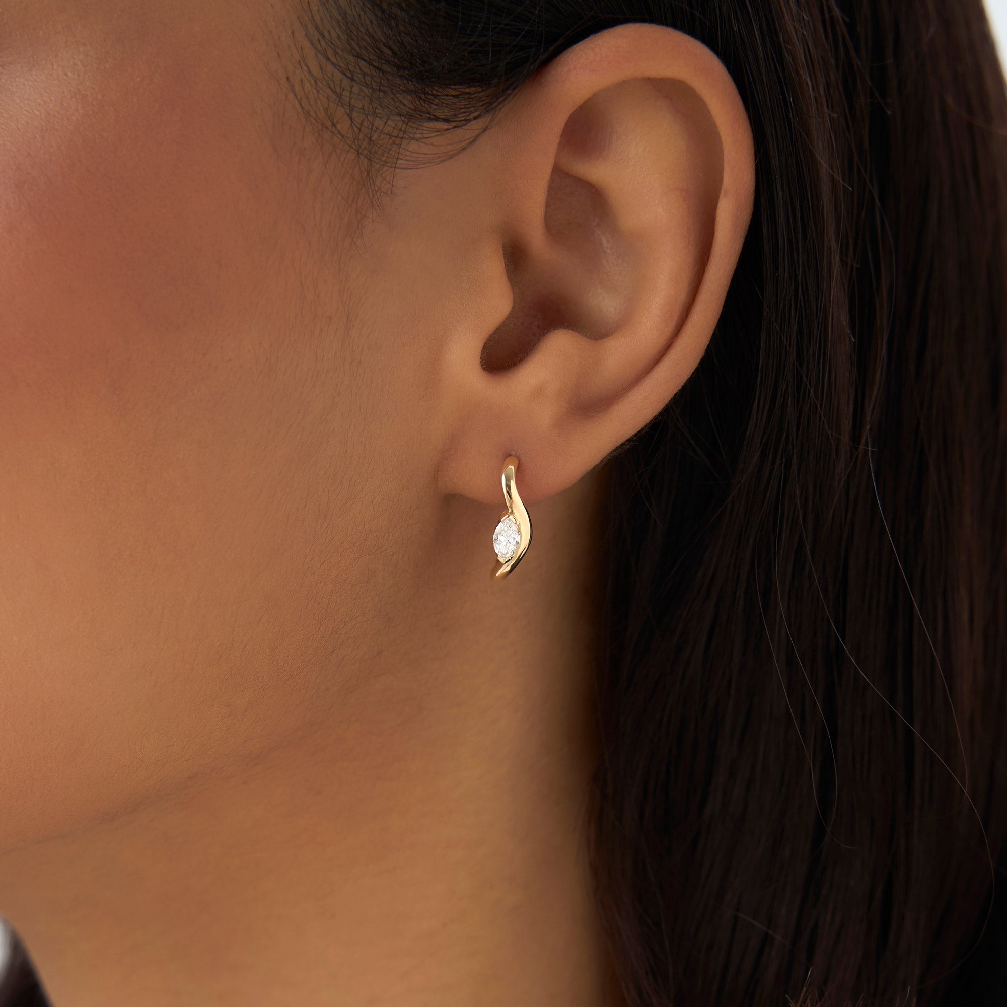 OBFJ0979 - 0.60 ctw 14k Marquise Shapes Lab Grown Swivel J Hoops - Emery 3