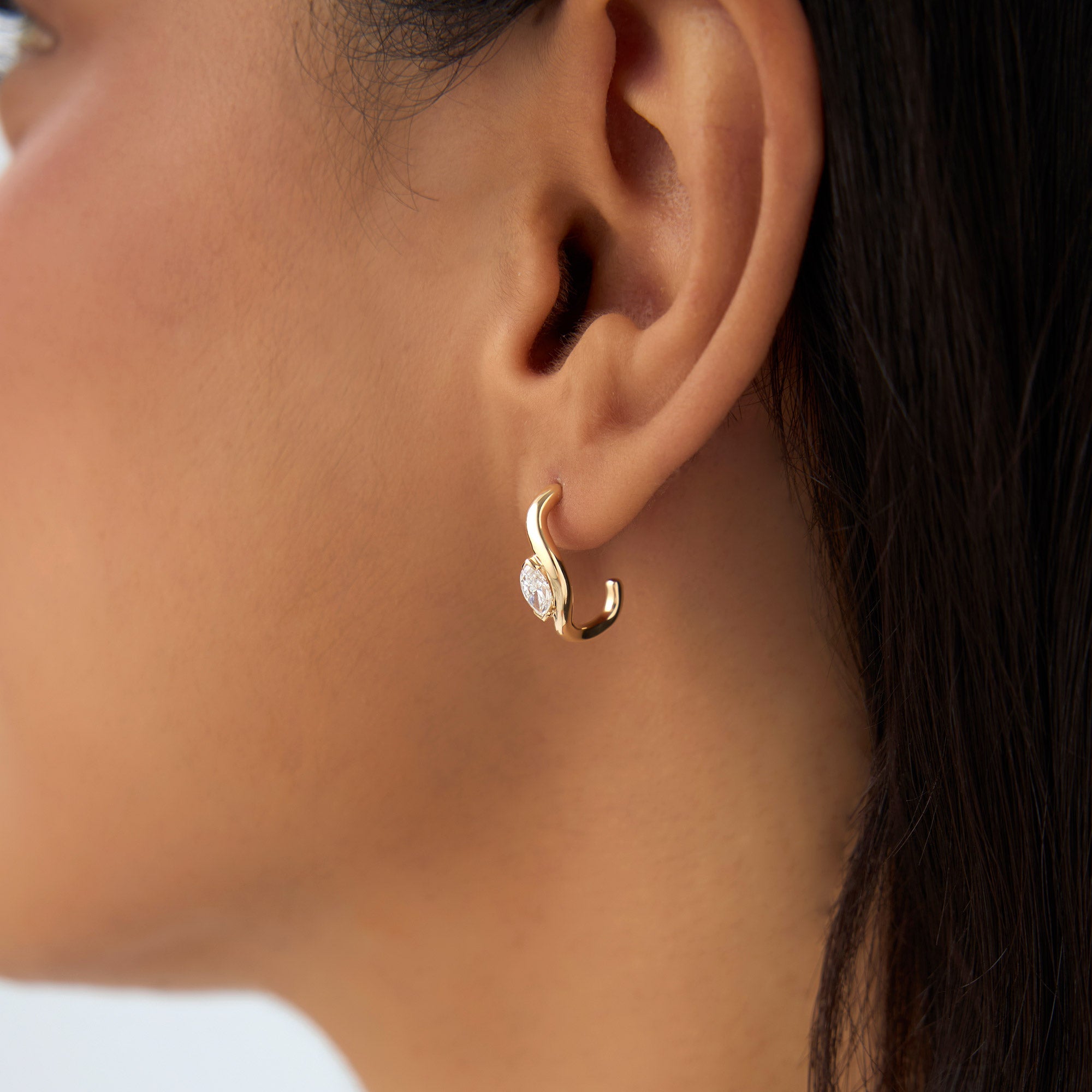 OBFJ0979 - 0.60 ctw 14k Marquise Shapes Lab Grown Swivel J Hoops - Emery 2