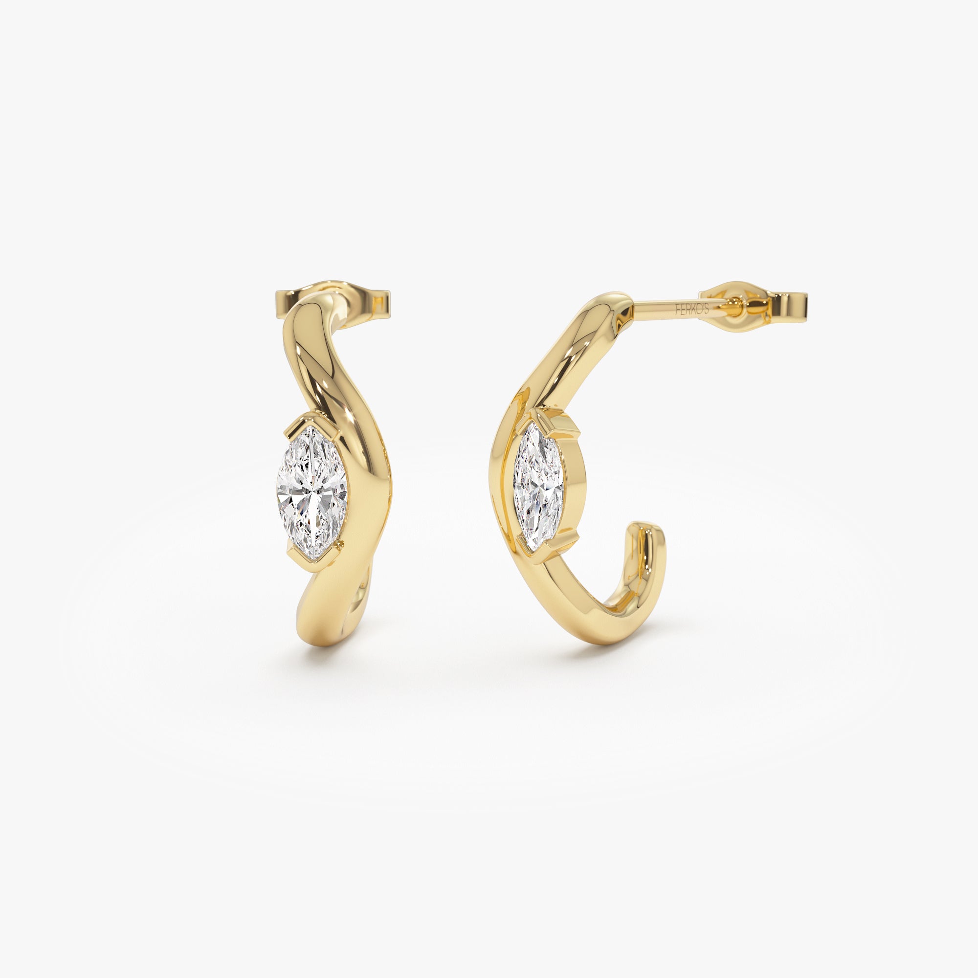 OBFJ0979 - 0.60 ctw 14k Marquise Shapes Lab Grown Swivel J Hoops - Emery 1