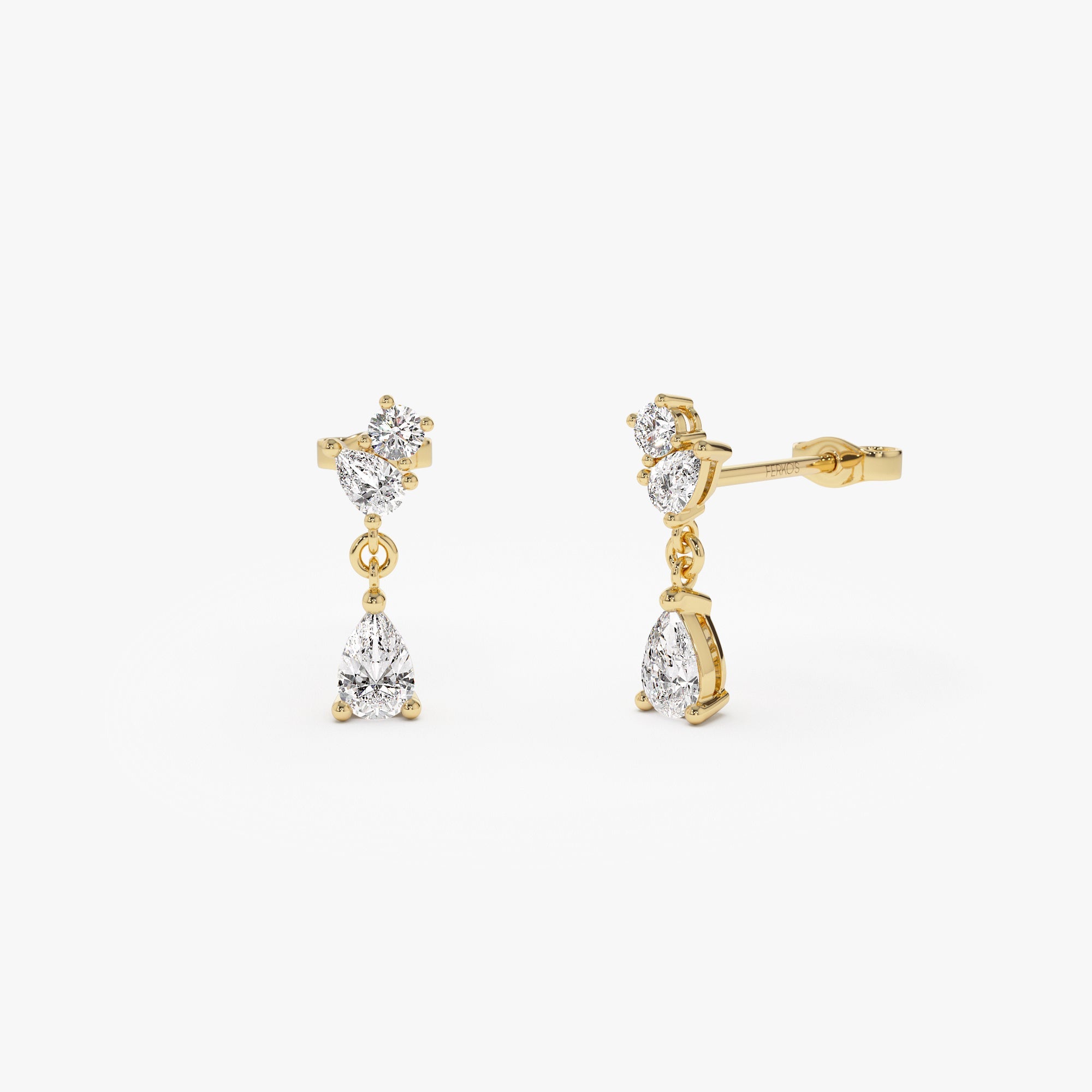 OBFJ0978 - 1.05 ctw 14k Petite Dangling Lab Grown Diamond Studs - Athena 1