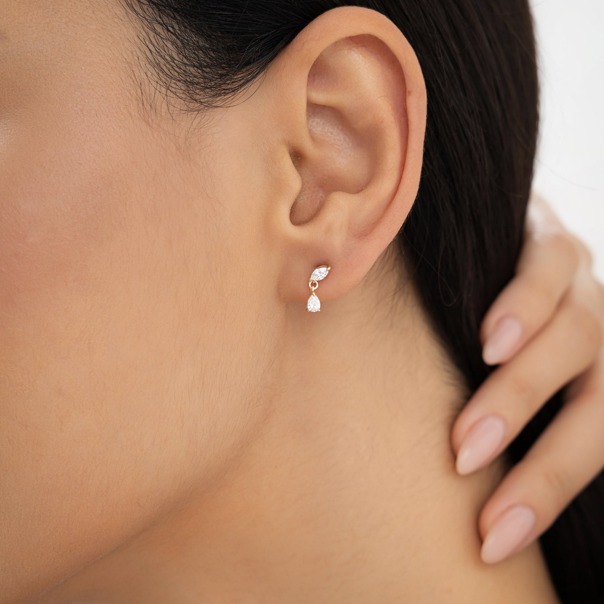 OBFJ0980 - 0.50 ctw 14k Mixed Match Dangling Lab Grown Diamond Studs - Kinsley 2