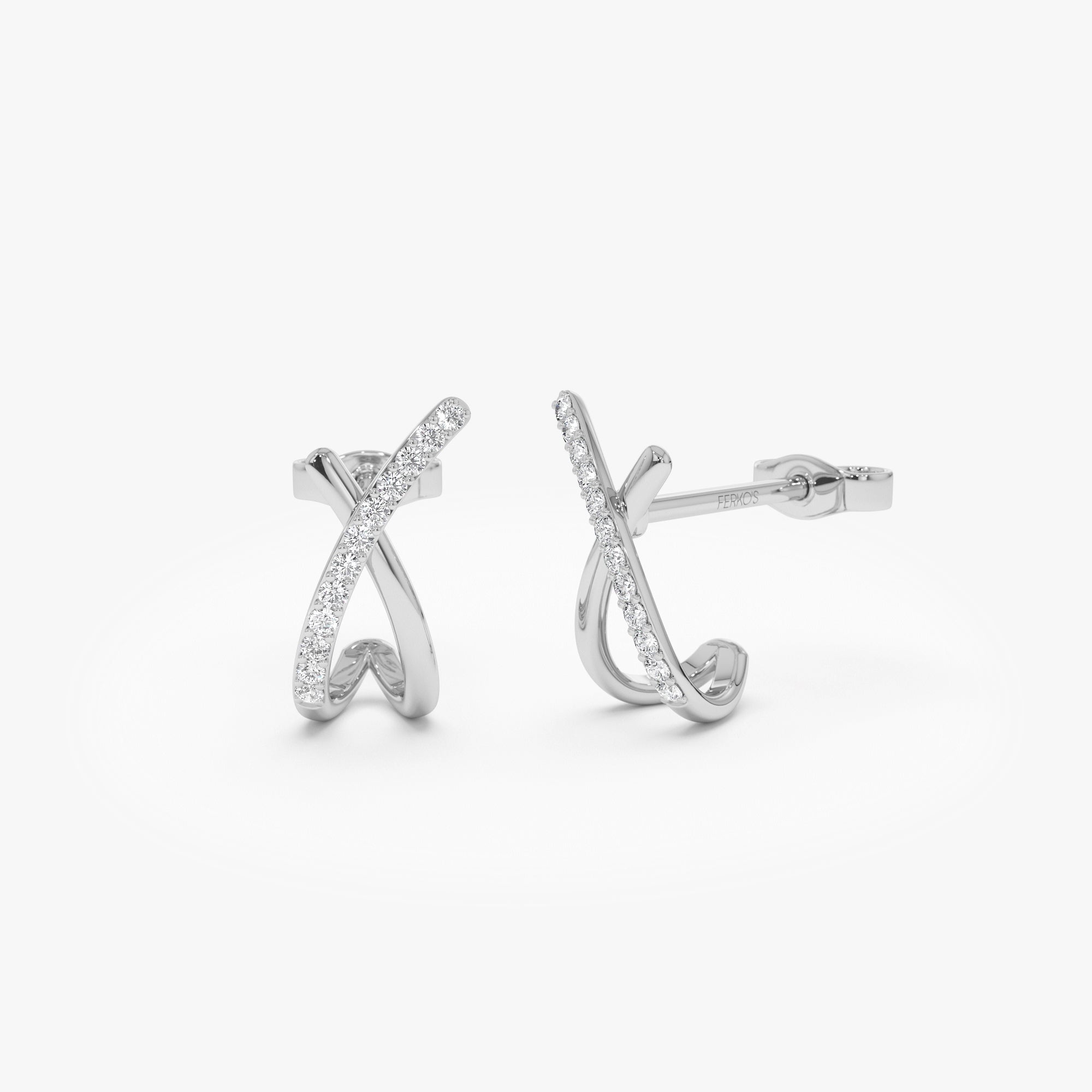 OBFJ1017 - 14k Moden X Design Diamond Studs 5