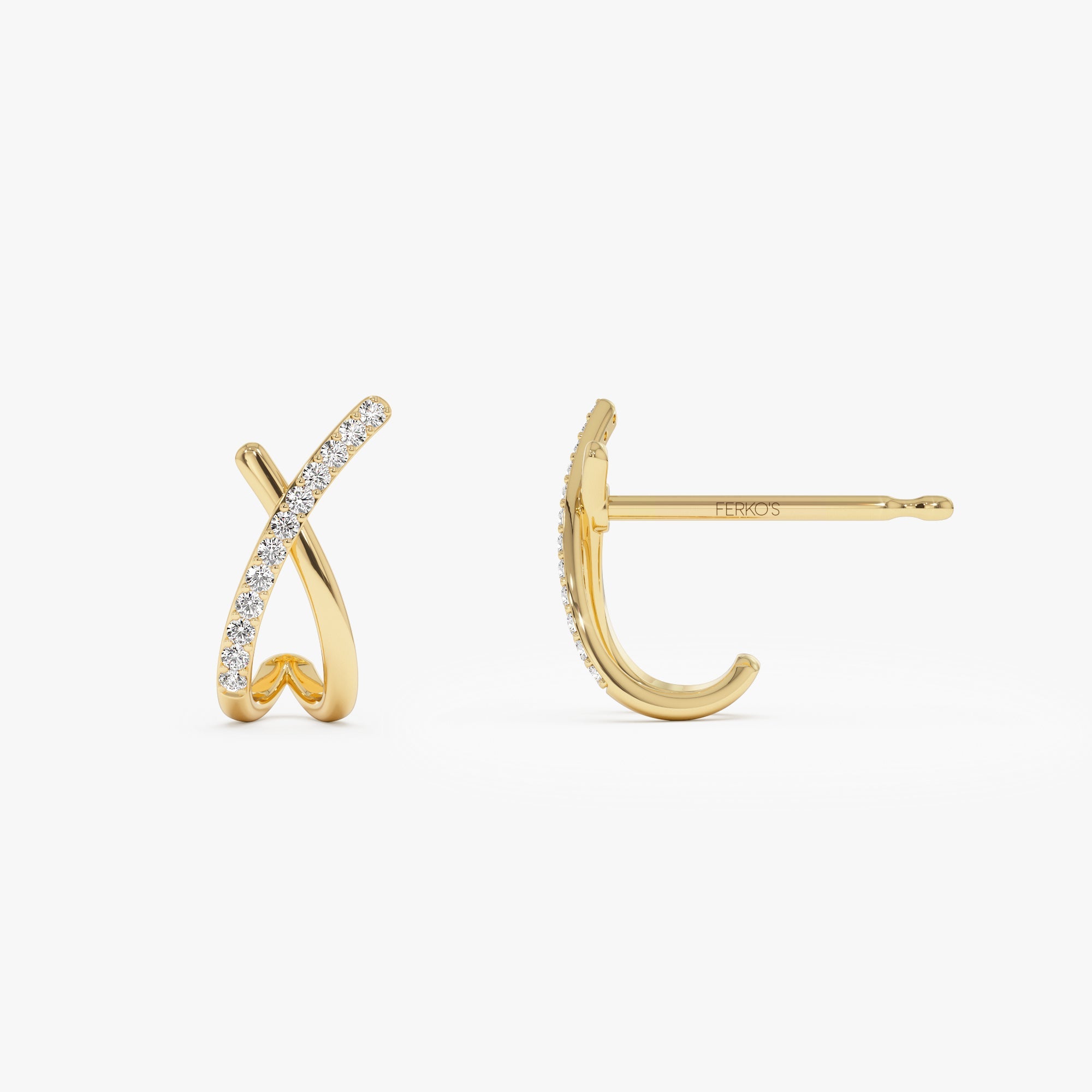OBFJ1017 - 14k Moden X Design Diamond Studs 6